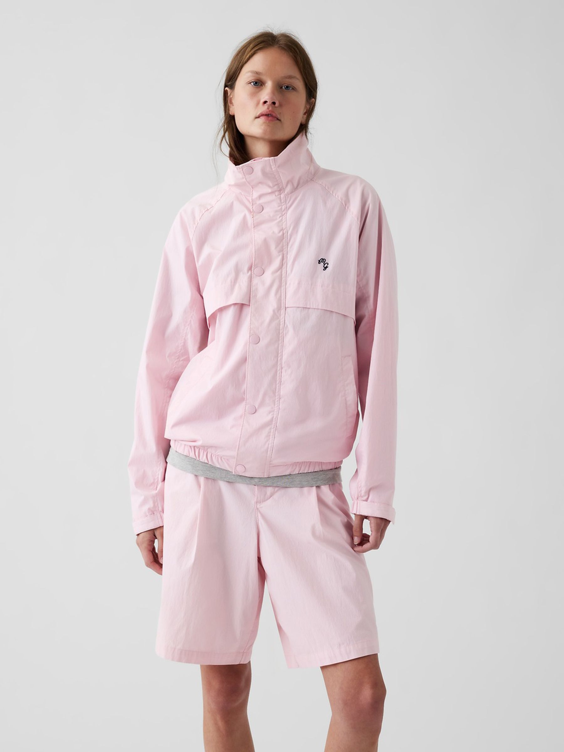 Gap x Malbon Pink Textured Poplin Anorak Jacket - Image 5 of 8