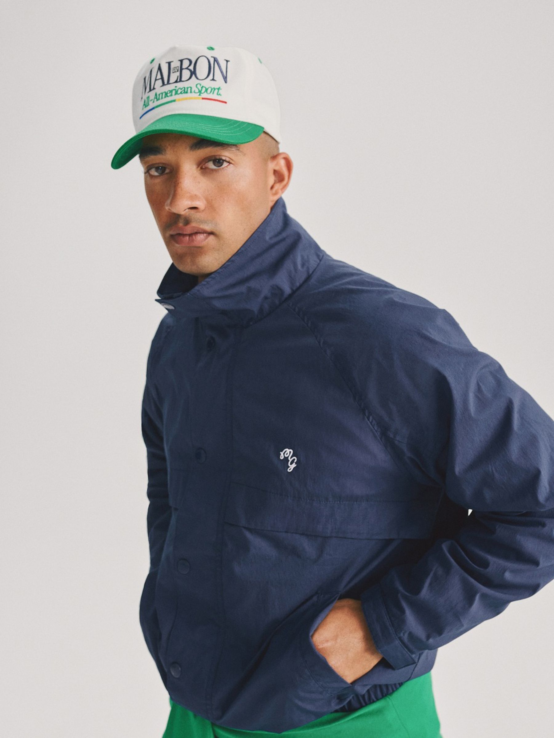 Gap x Malbon Navy Textured Poplin Anorak Jacket - Image 1 of 10
