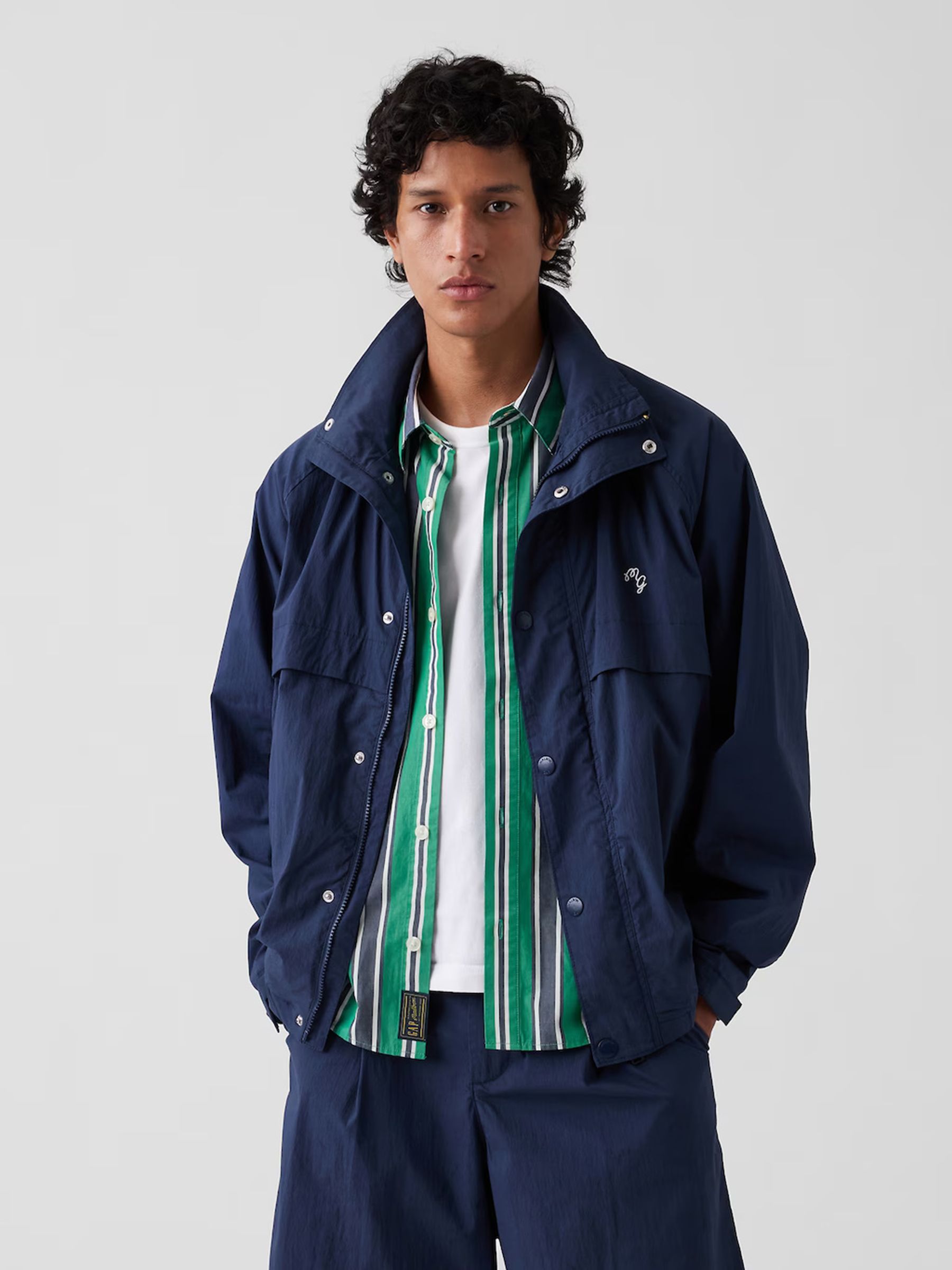 Gap x Malbon Navy Textured Poplin Anorak Jacket - Image 3 of 10