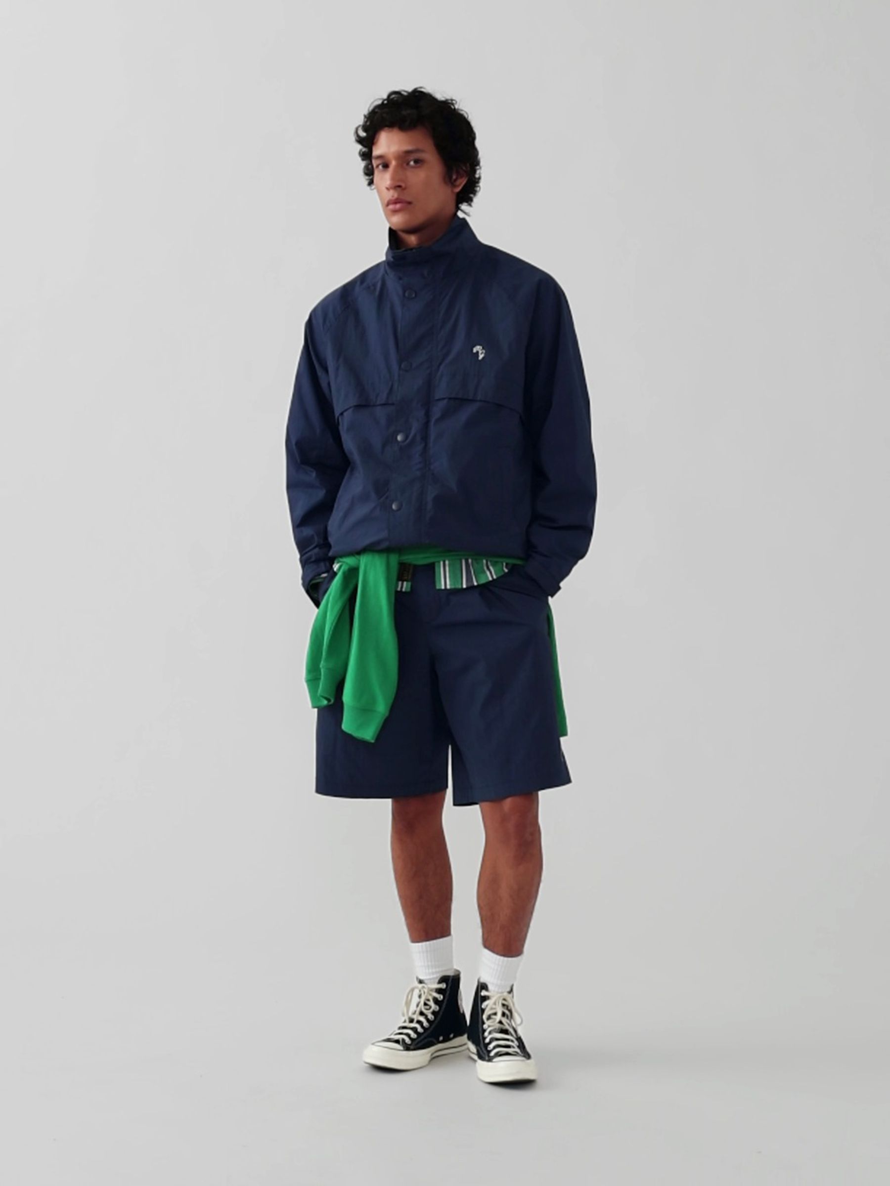 Gap x Malbon Navy Textured Poplin Anorak Jacket - Image 5 of 10