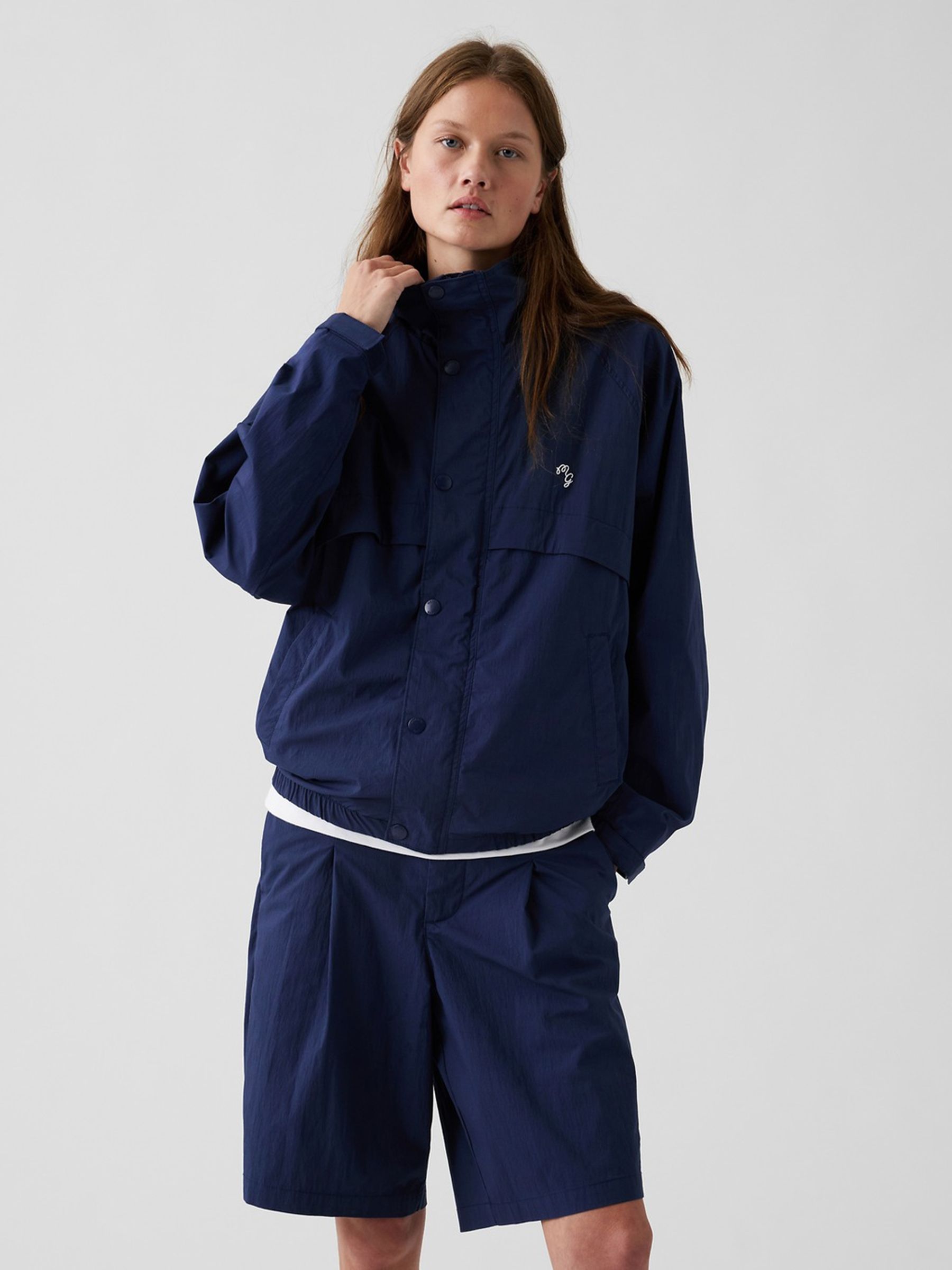 Gap x Malbon Navy Textured Poplin Anorak Jacket - Image 6 of 10