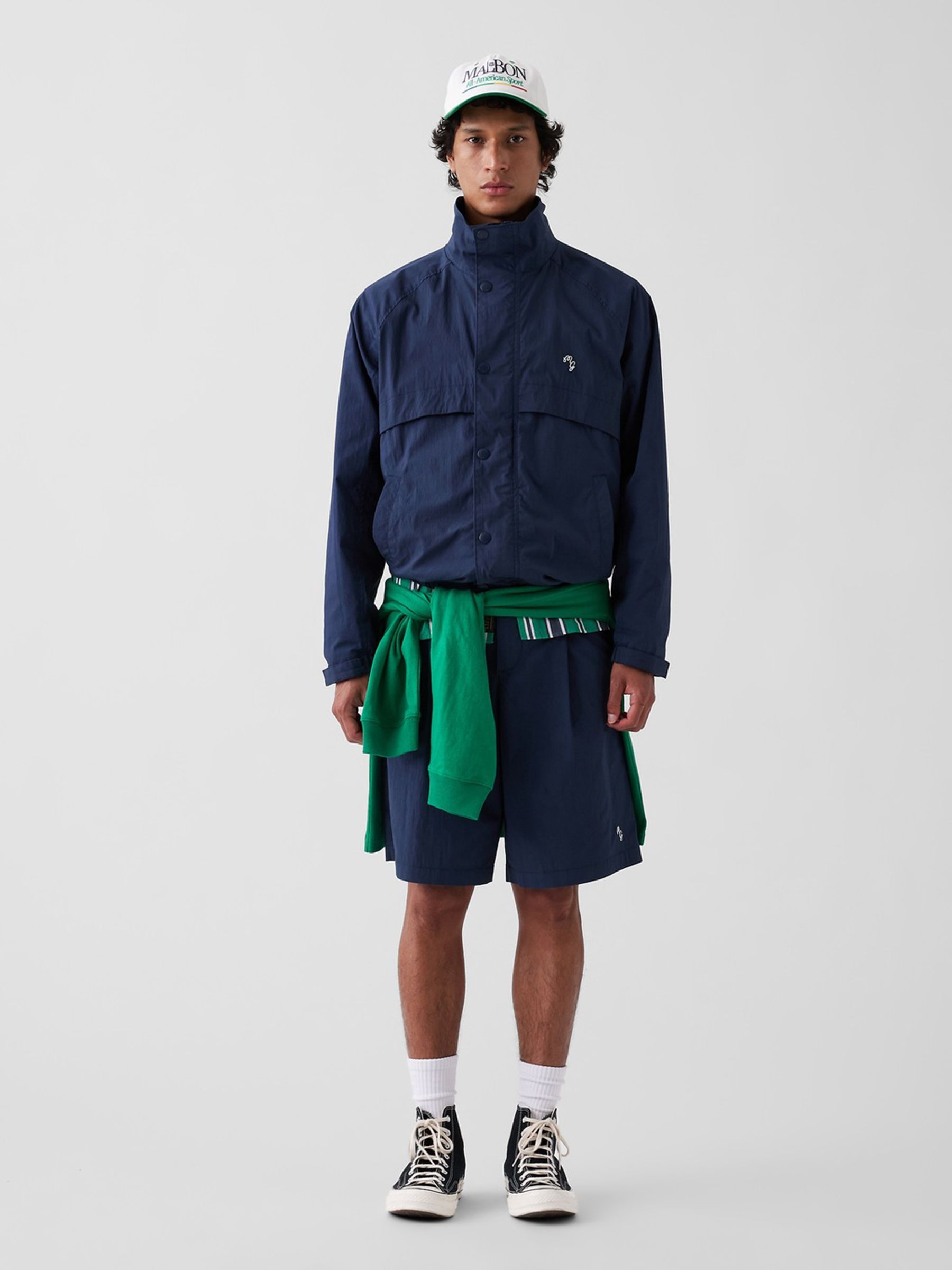 Gap x Malbon Navy Textured Poplin Anorak Jacket - Image 7 of 10