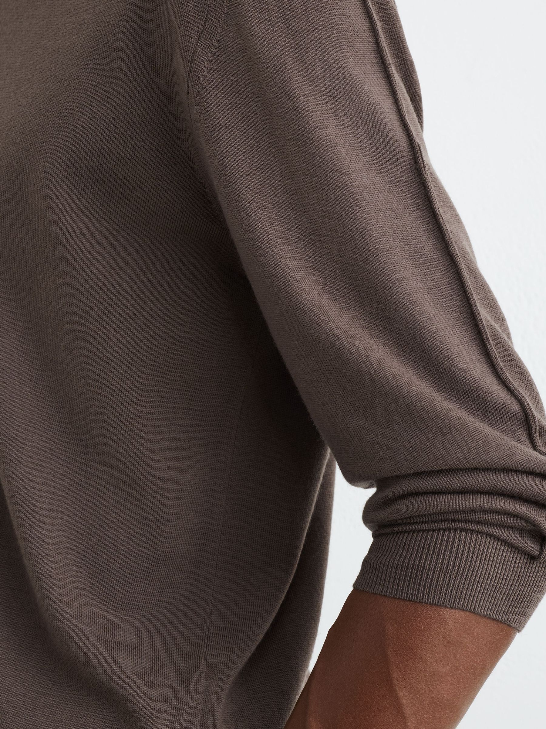 Merino Wool V-Neck Jumper in Ridge Brown - Image 4 of 6