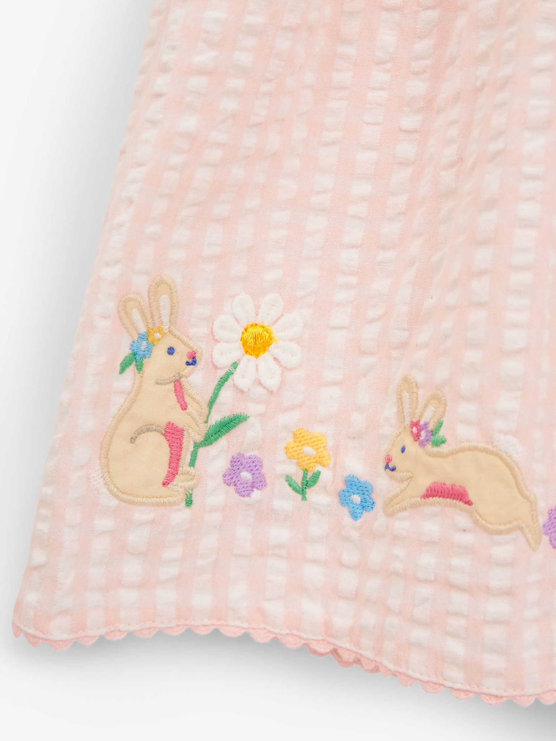 Pale Pink Girls' Rabbit Appliqué Gingham Dress - Image 3 of 3