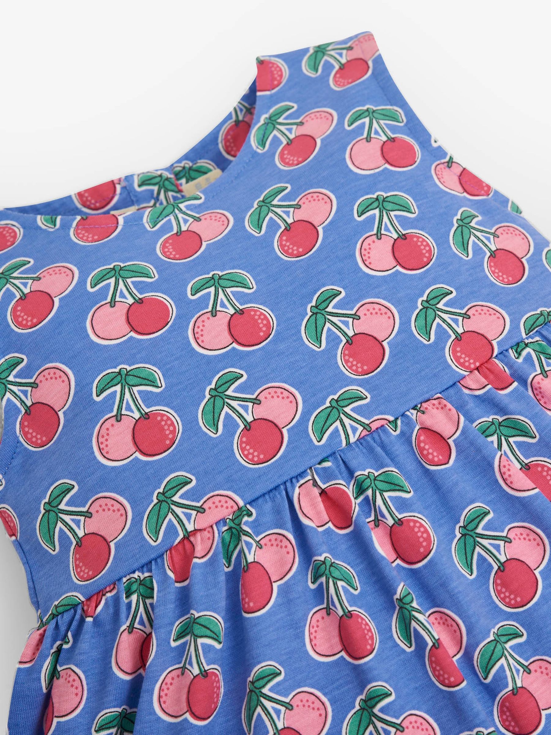 Blue Girls' Blue Cherry Print Tiered Dress - Image 3 of 3