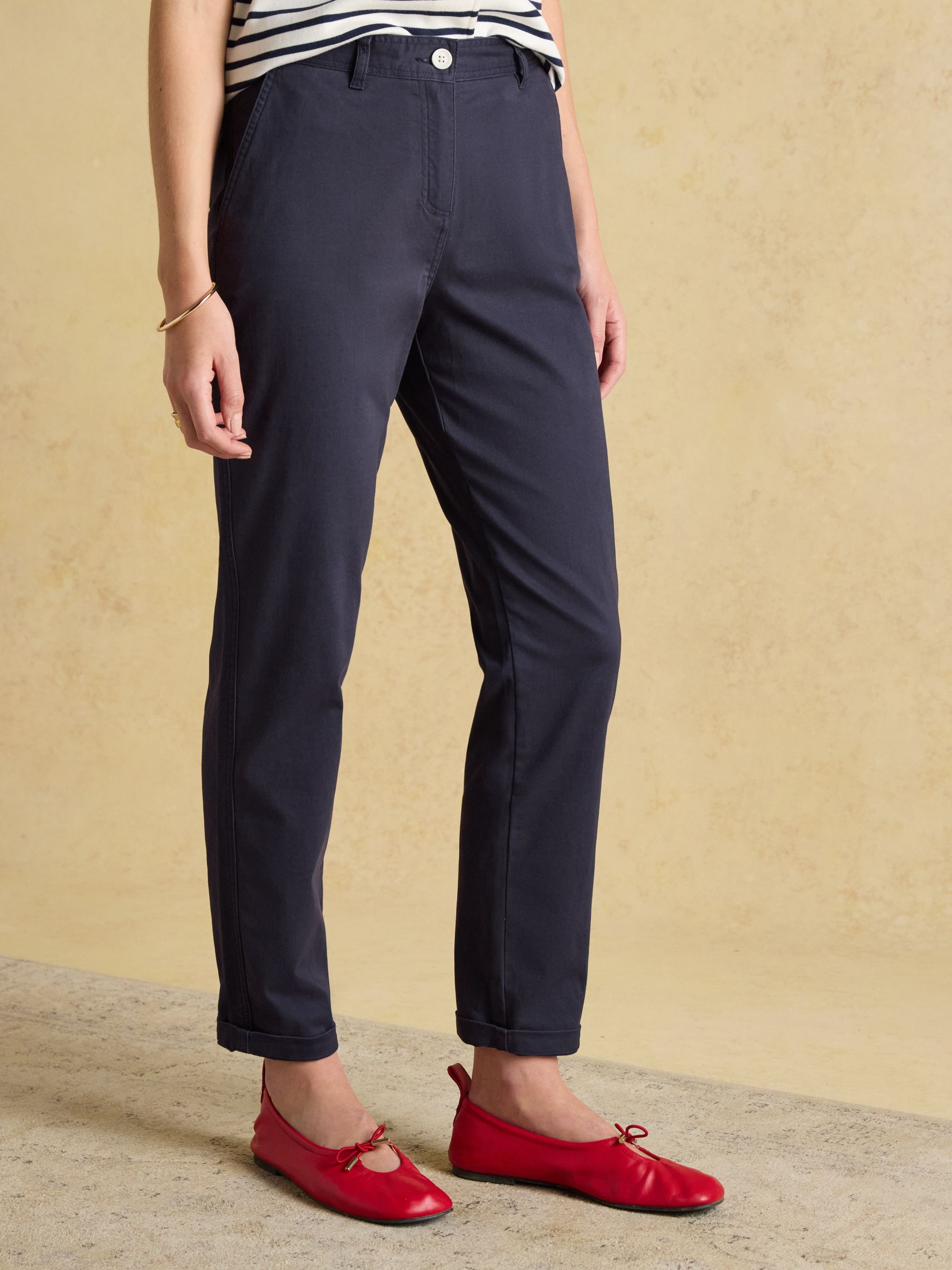 Waist Navy Slim Leg Trousers Womens Women's High Waisted Slim Leg