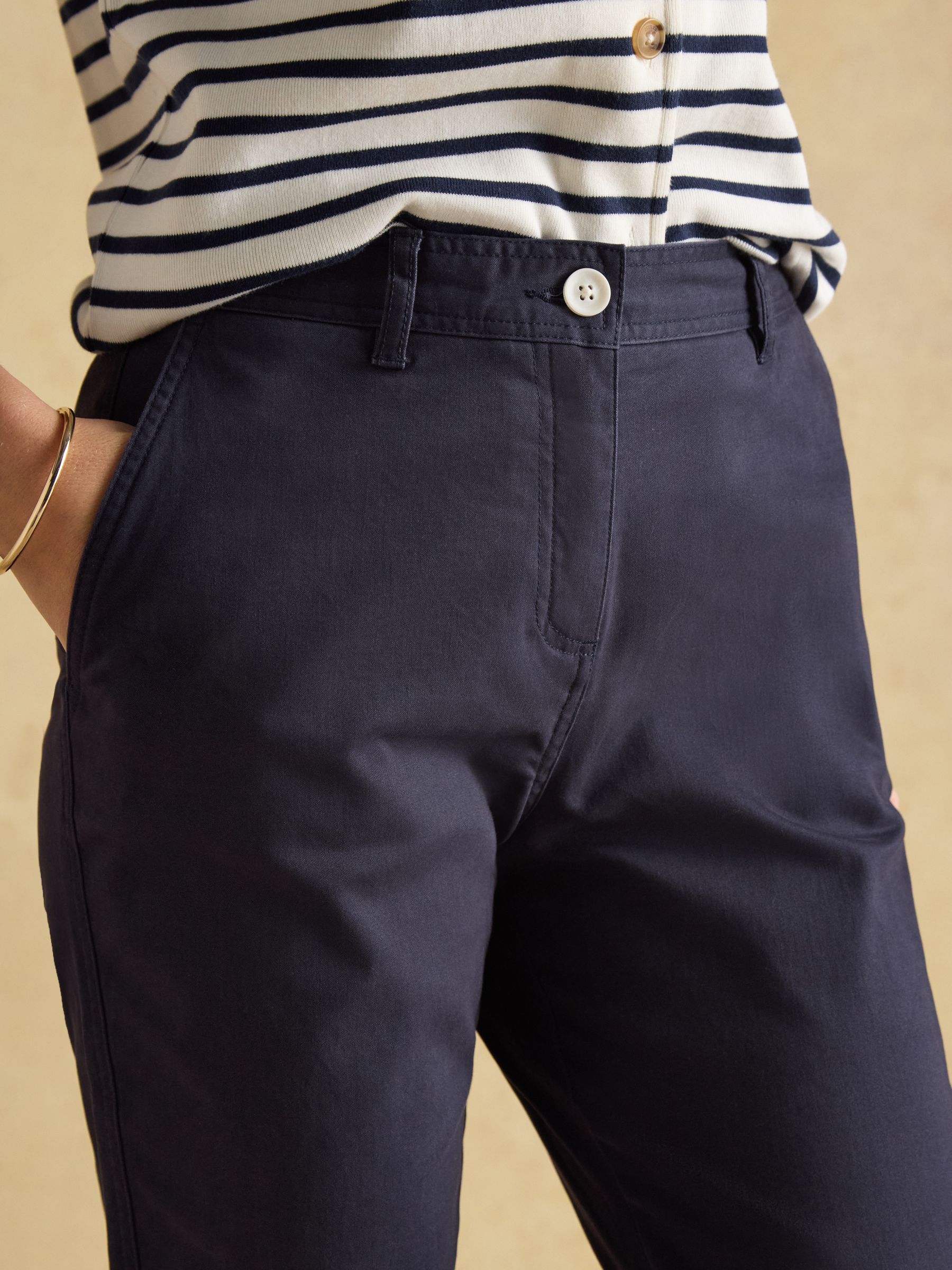 Slim Straight Navy Blue Chino Trousers - Image 3 of 8