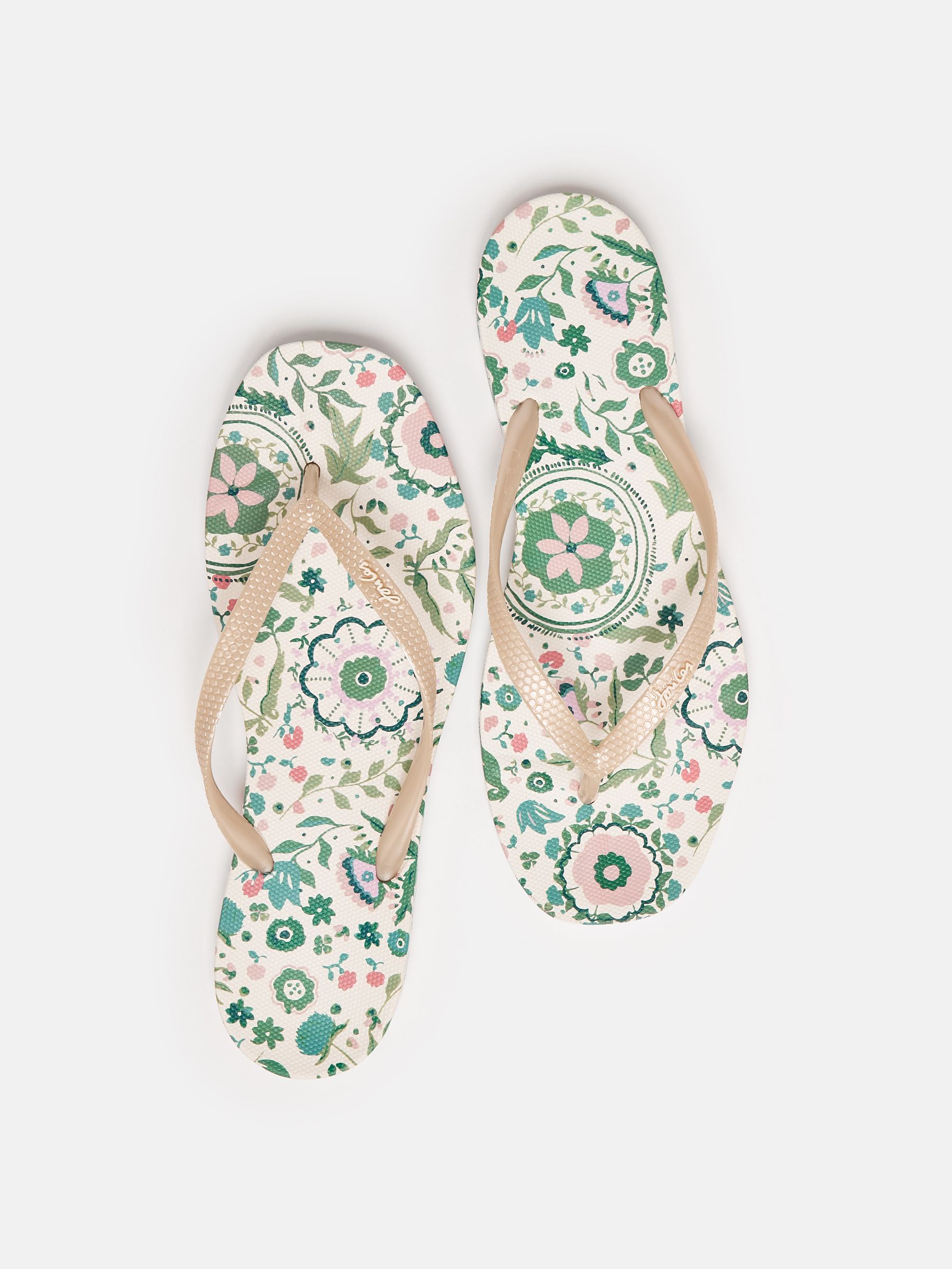 Sunvale Cream Floral Printed Flip Flops - Image 3 of 5