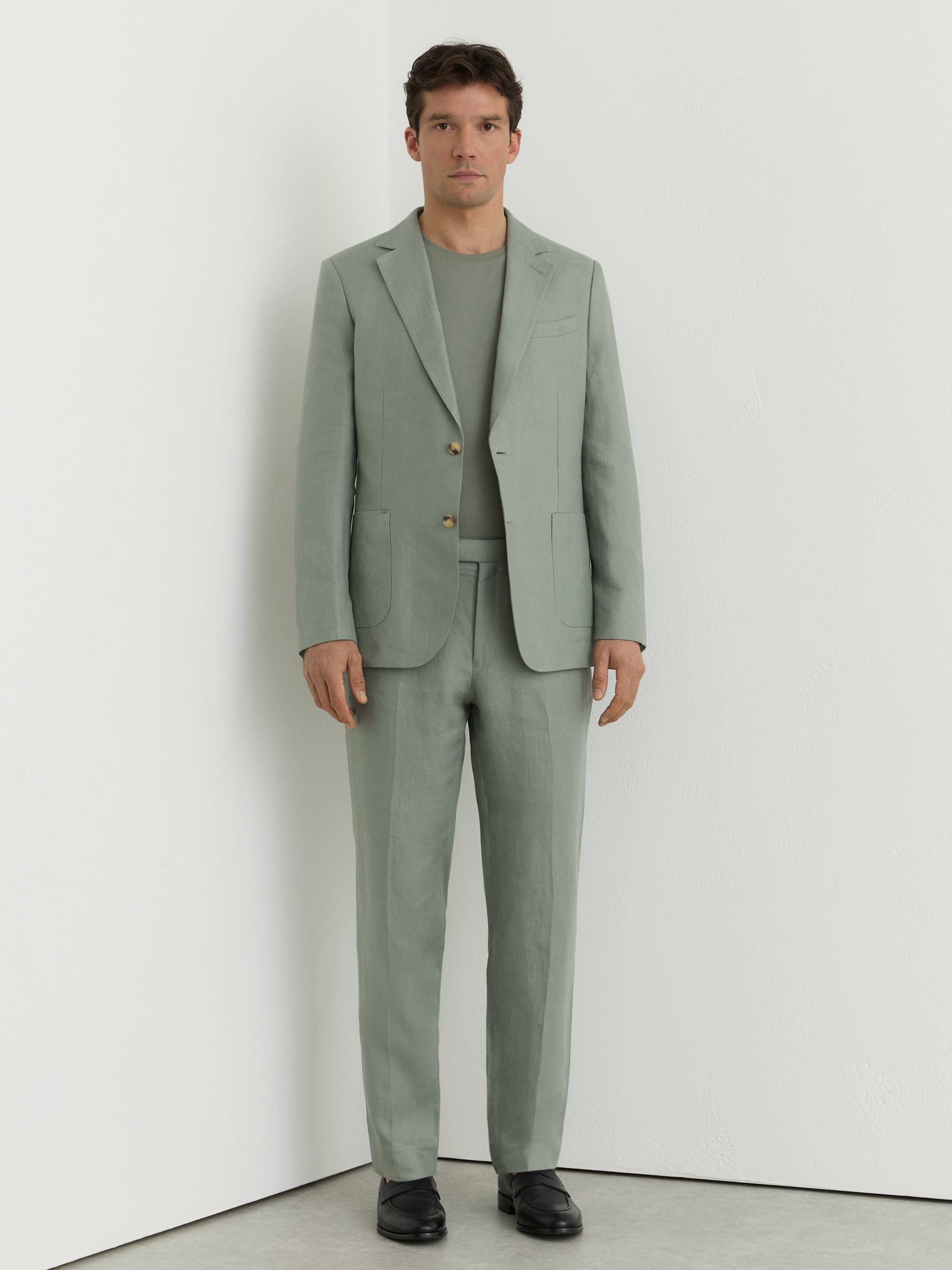 Linen-Twill Single-Breasted Blazer Tailored-Fit in Sage - Image 6 of 9