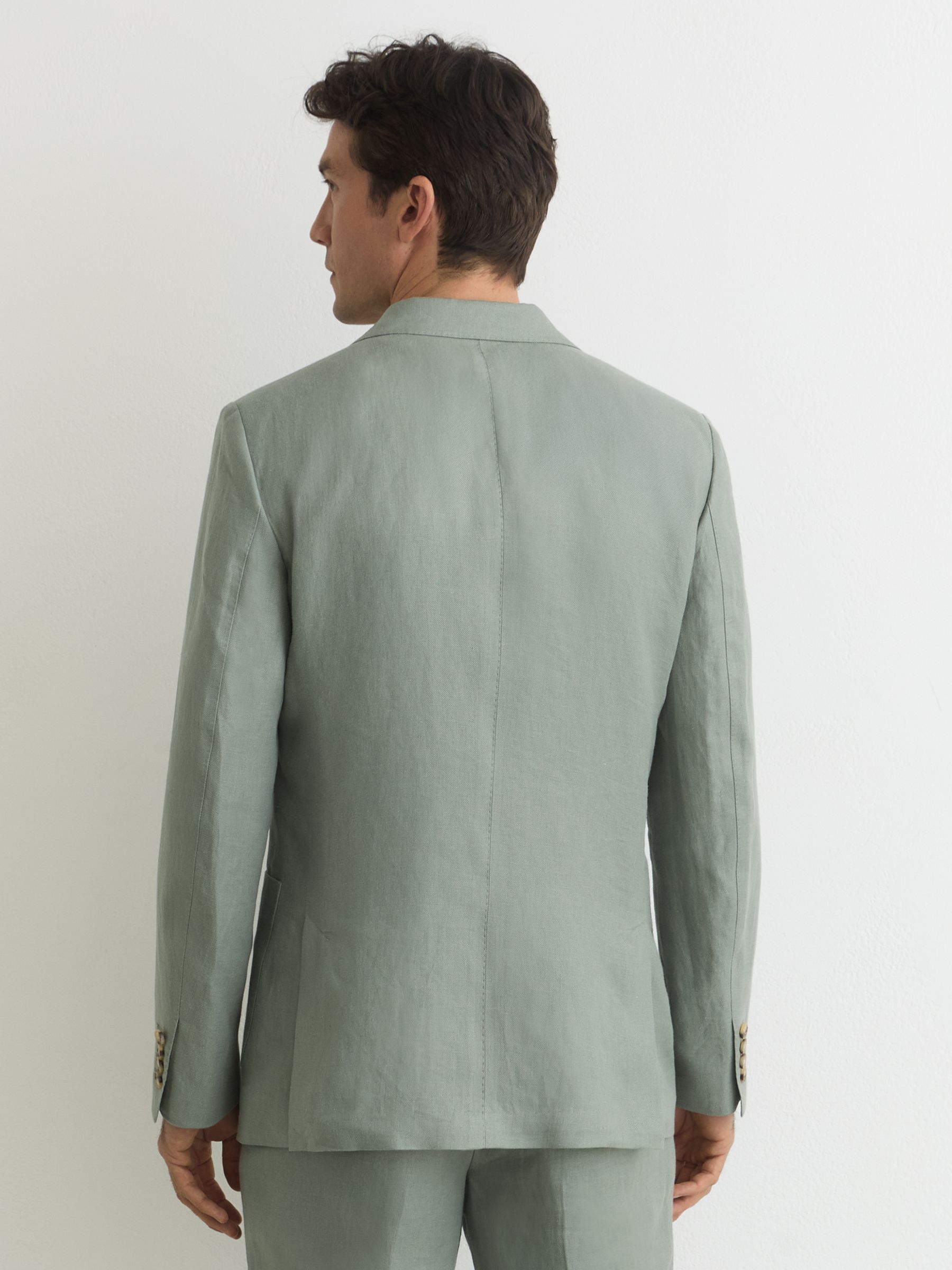 Linen-Twill Single-Breasted Blazer Tailored-Fit in Sage - Image 7 of 9