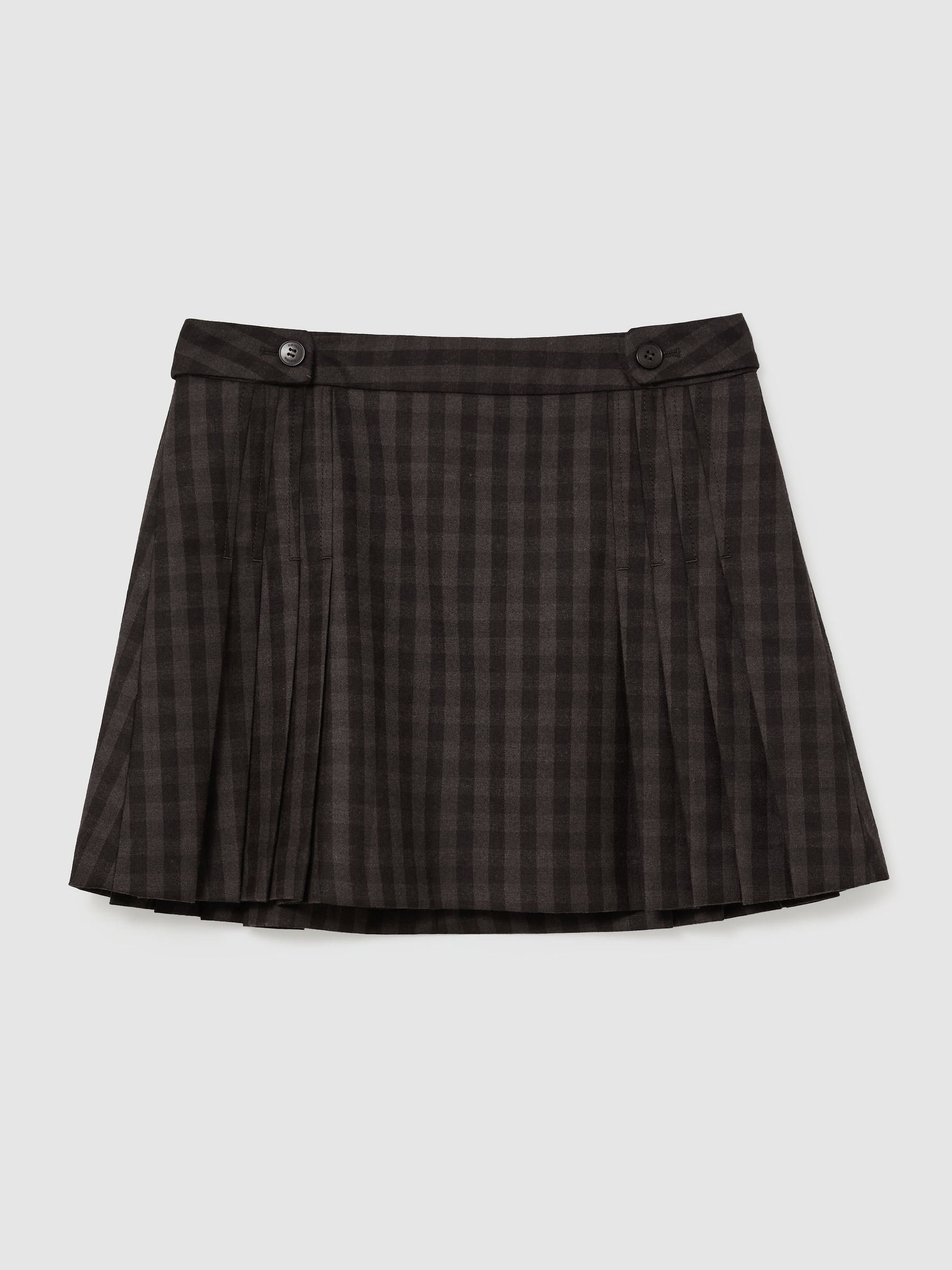 Wool Check Pleated Mini Skirt in Grape Check - Image 2 of 7