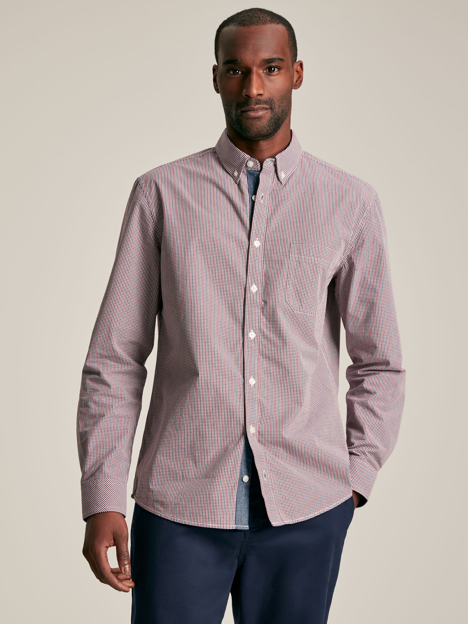 Abbott Red Gingham Cotton Poplin Shirt - Image 1 of 8