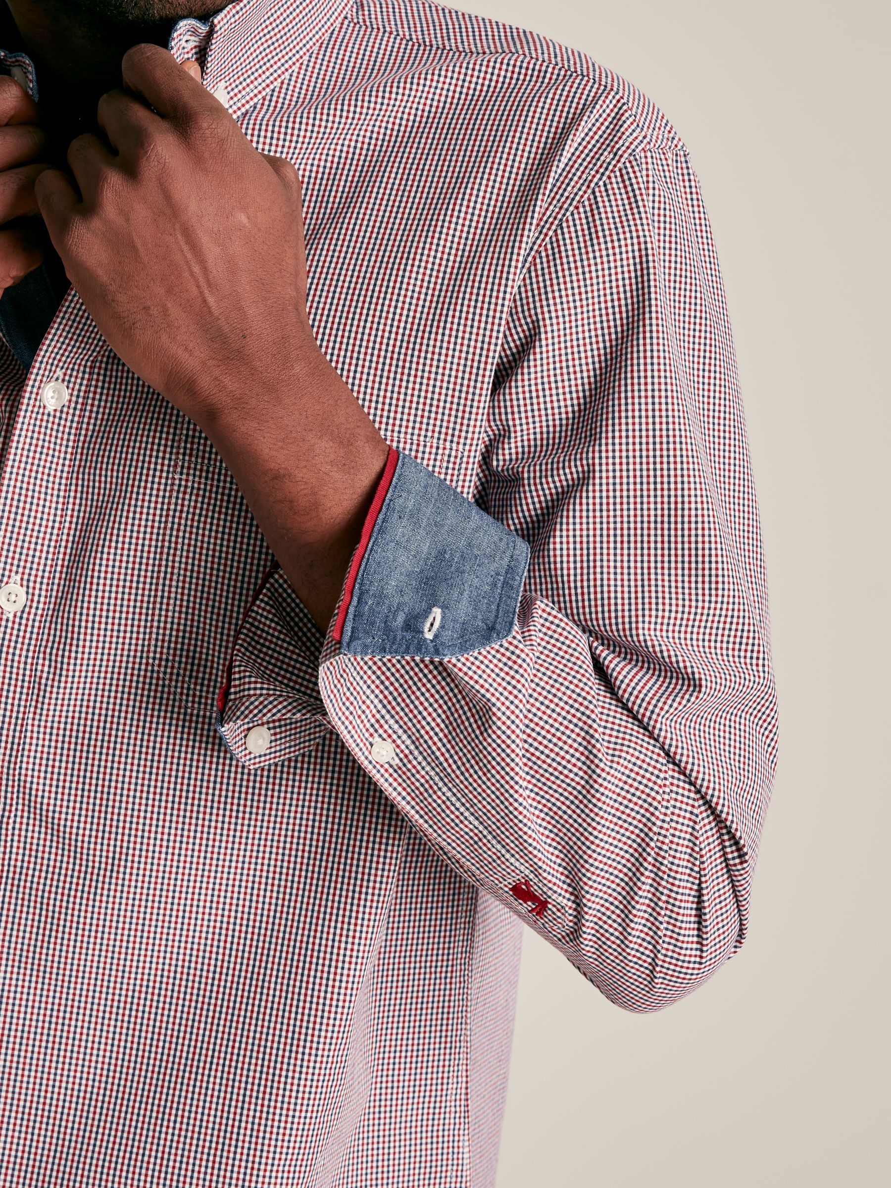 Abbott Red Gingham Cotton Poplin Shirt - Image 5 of 8
