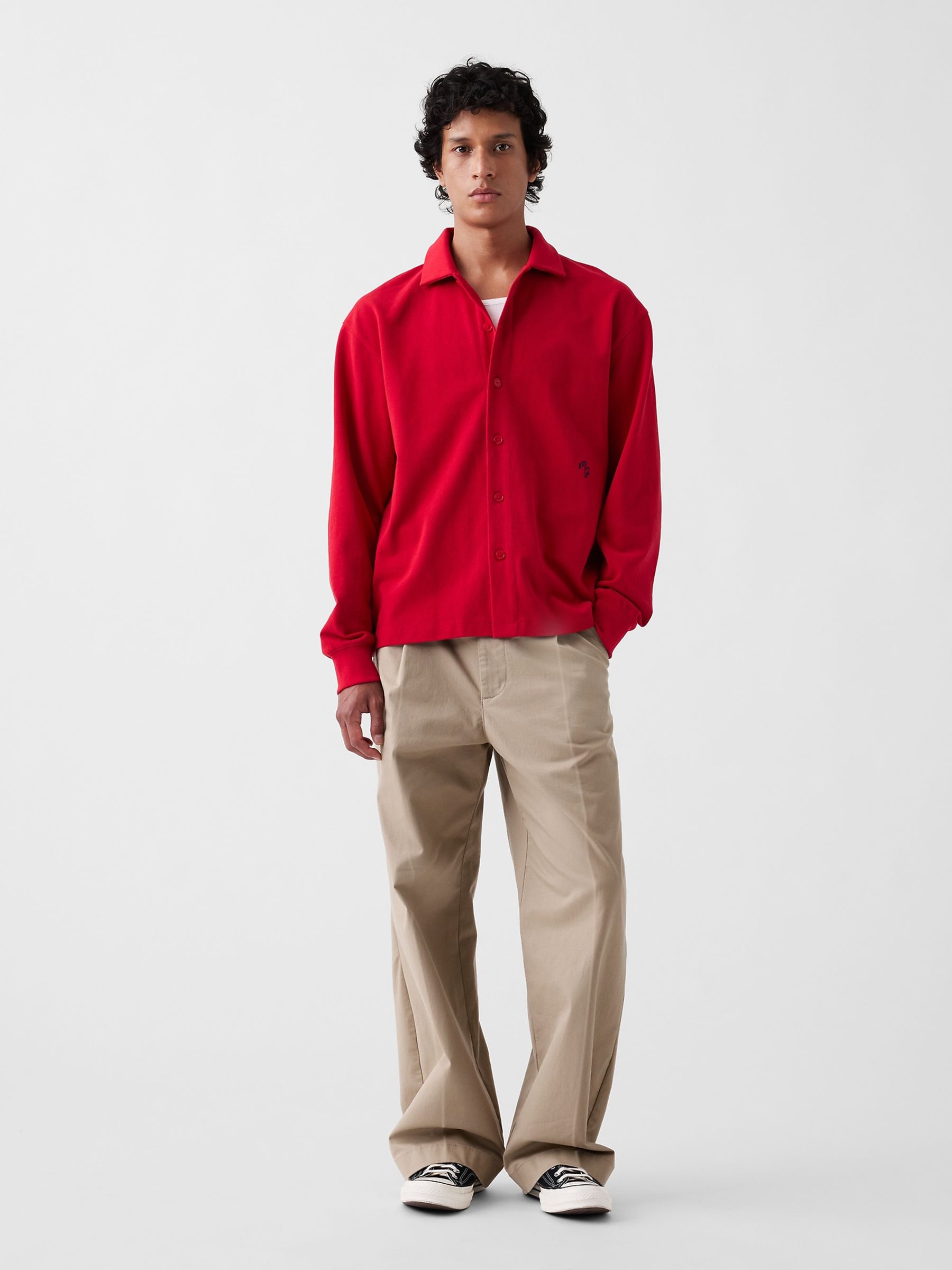 Gap x Malbon Red Pique Polo Overshirt - Image 3 of 9