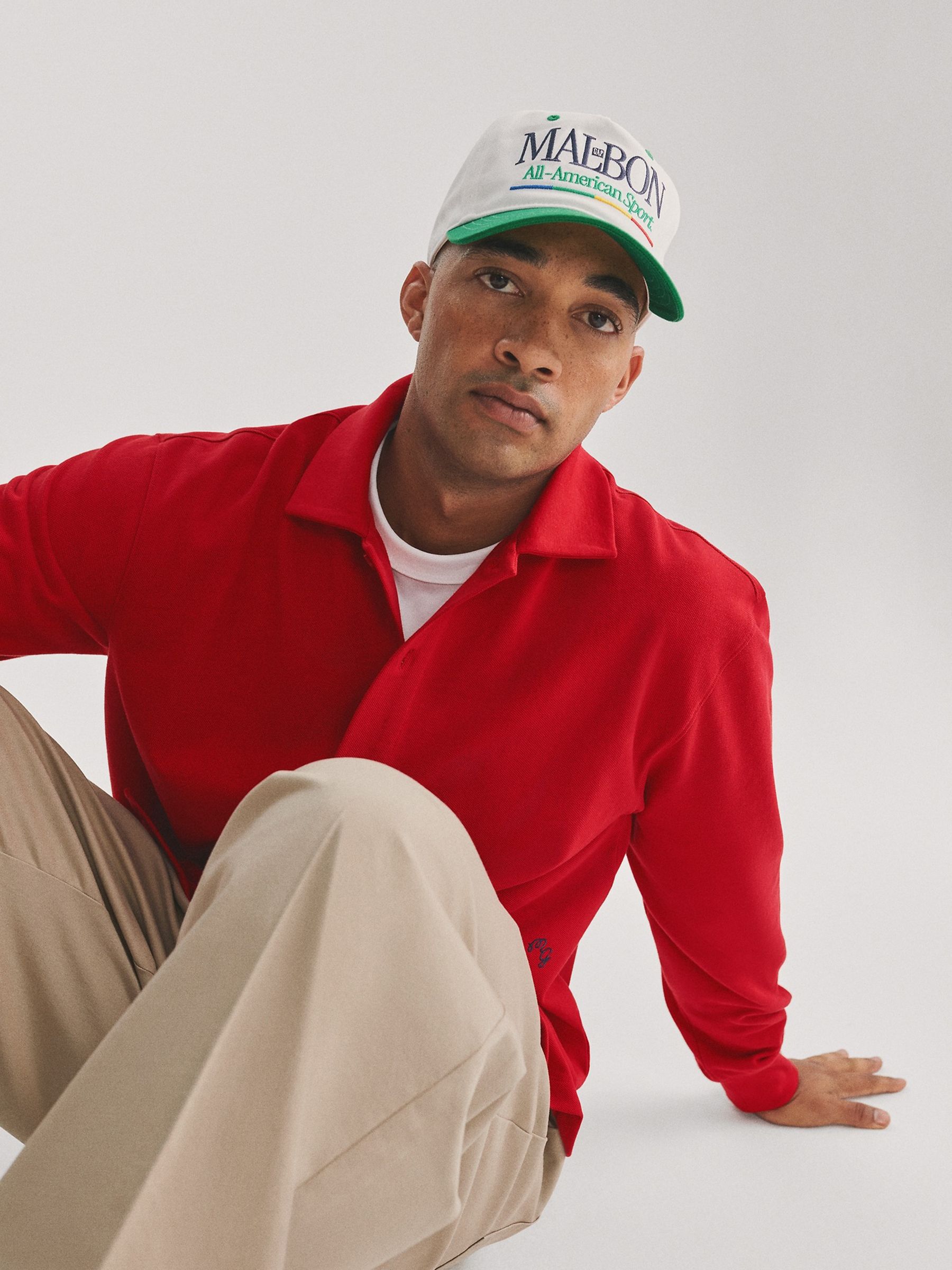 Gap x Malbon Red Pique Polo Overshirt - Image 4 of 9