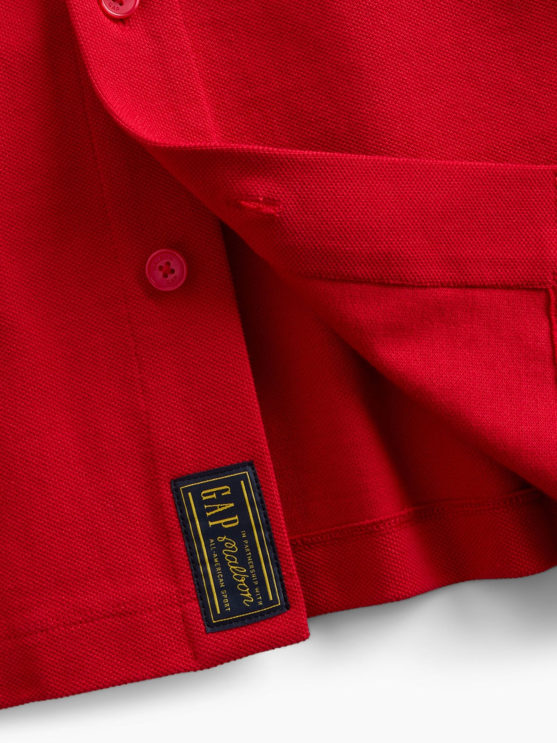 Gap x Malbon Red Pique Polo Overshirt - Image 8 of 9