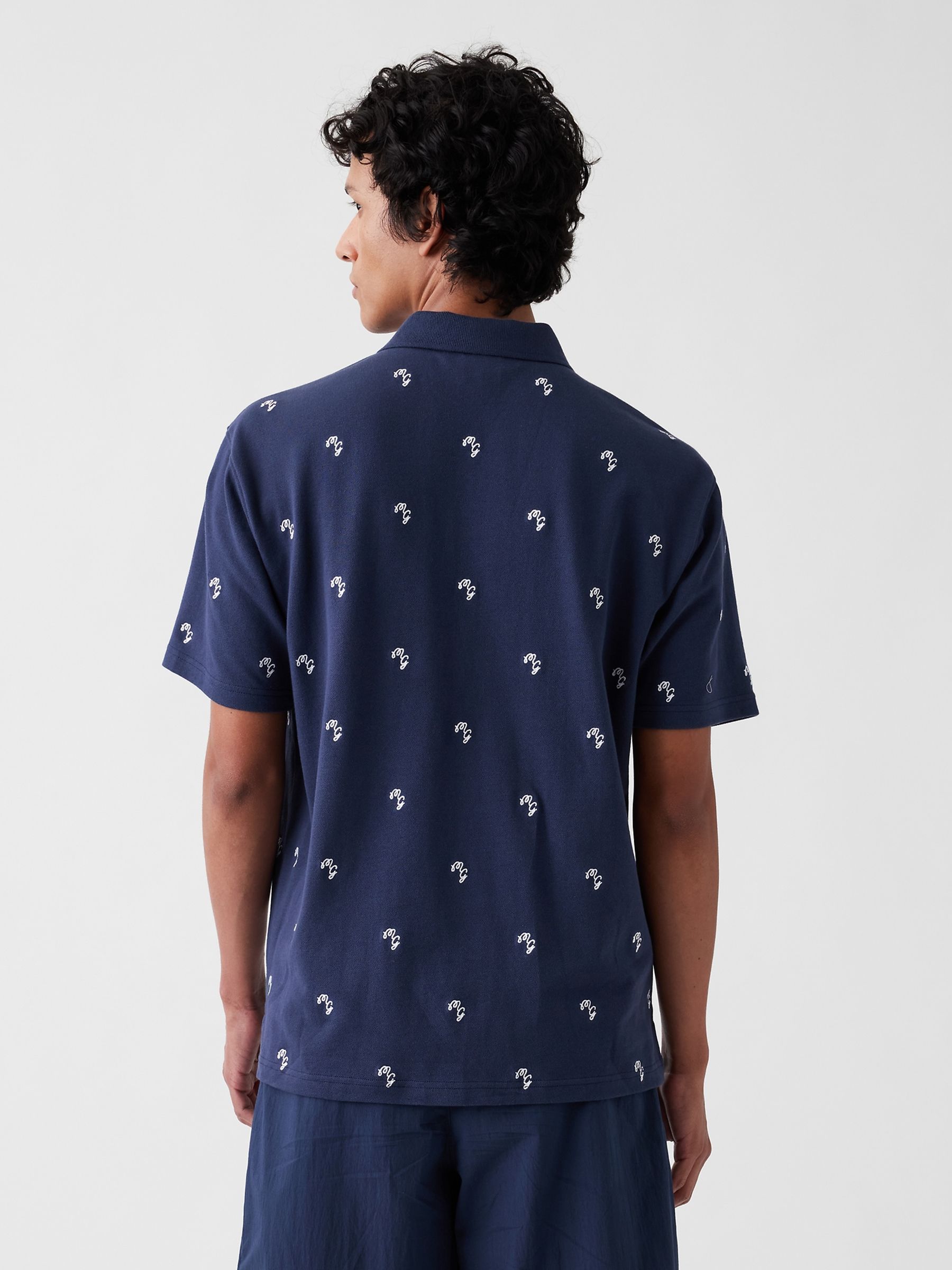 Gap x Malbon Navy Relaxed Logo Polo Shirt - Image 2 of 8