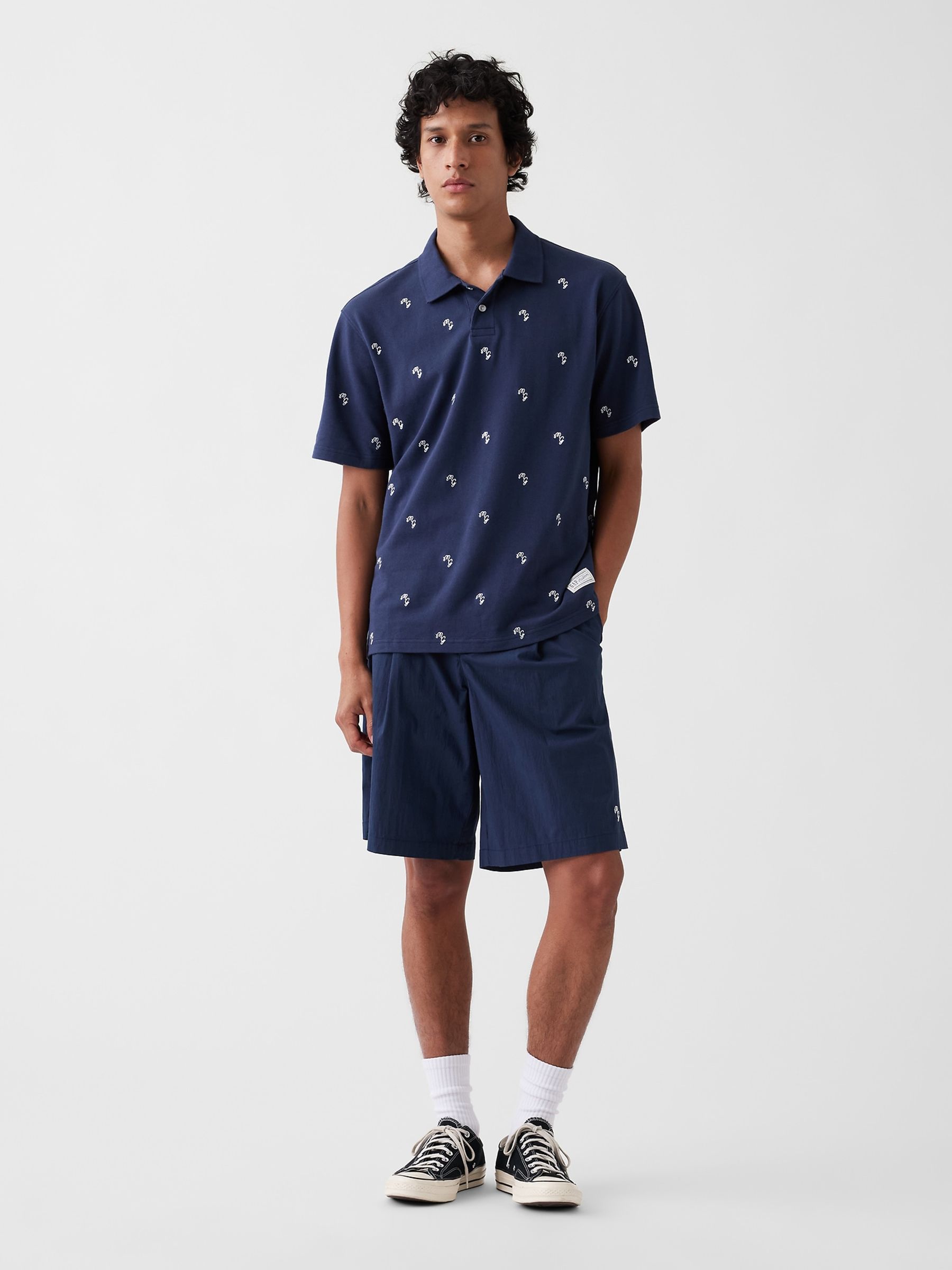 Gap x Malbon Navy Relaxed Logo Polo Shirt - Image 3 of 8