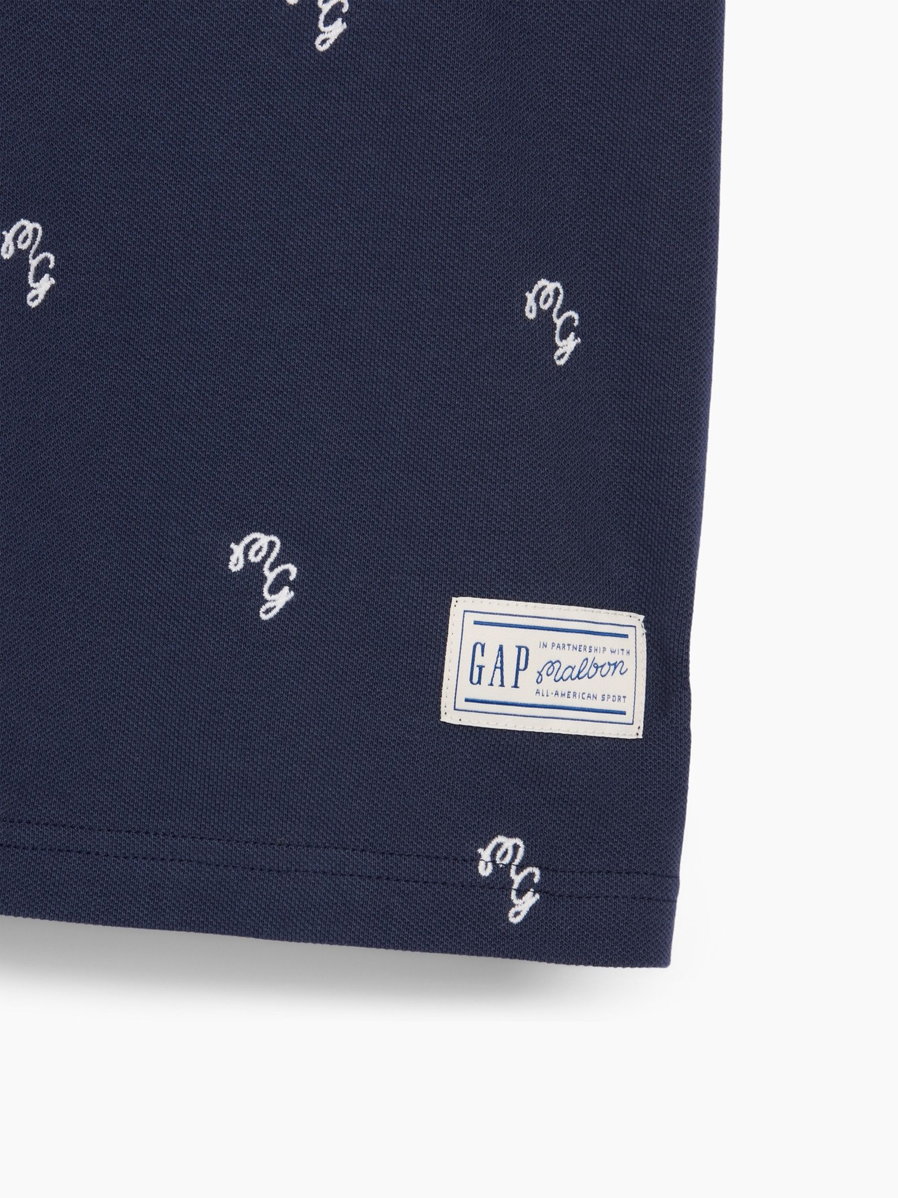 Gap x Malbon Navy Relaxed Logo Polo Shirt - Image 7 of 8