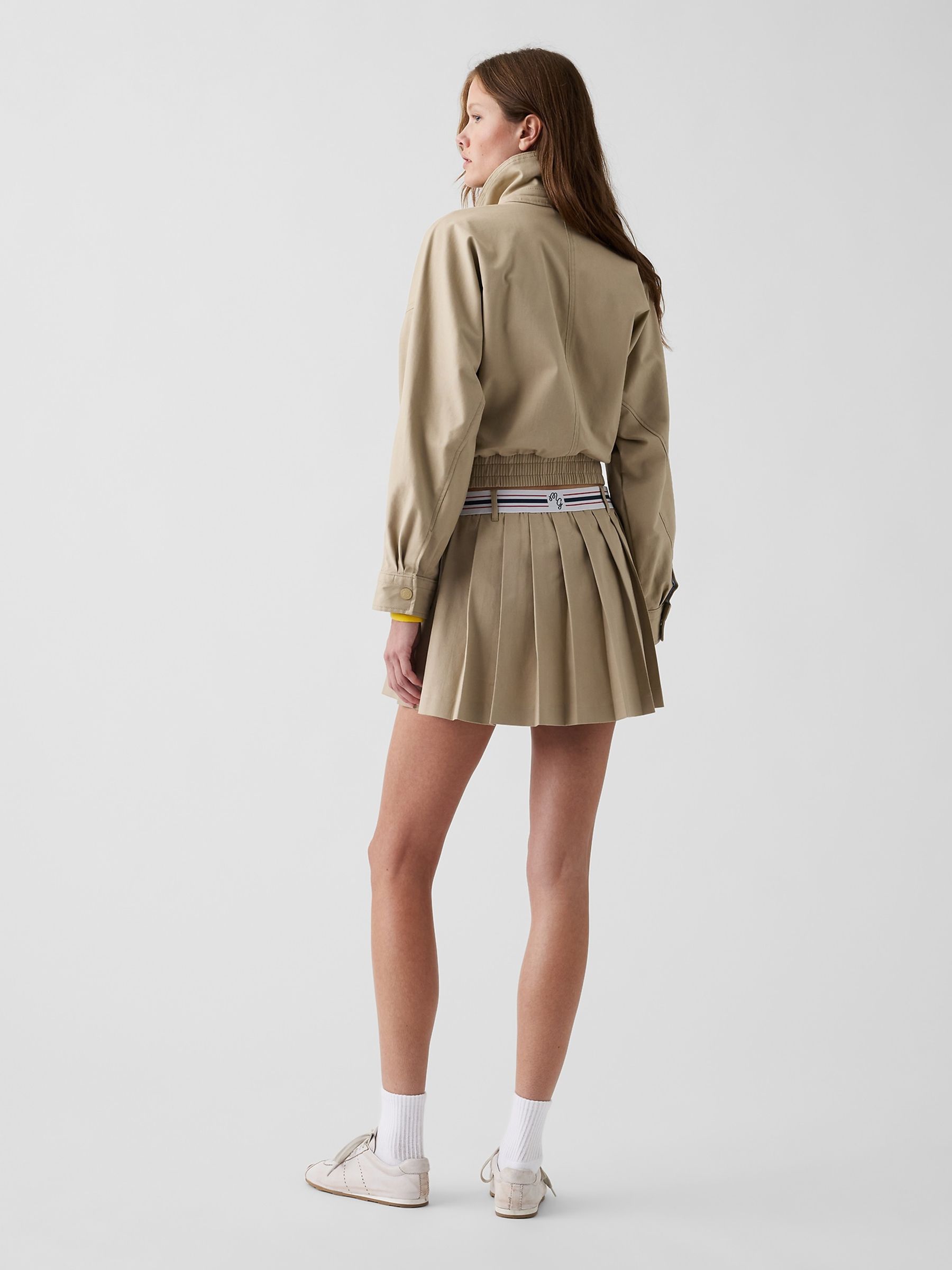 Gap x Malbon Beige Pleated Twill Mini Skort - Image 4 of 12