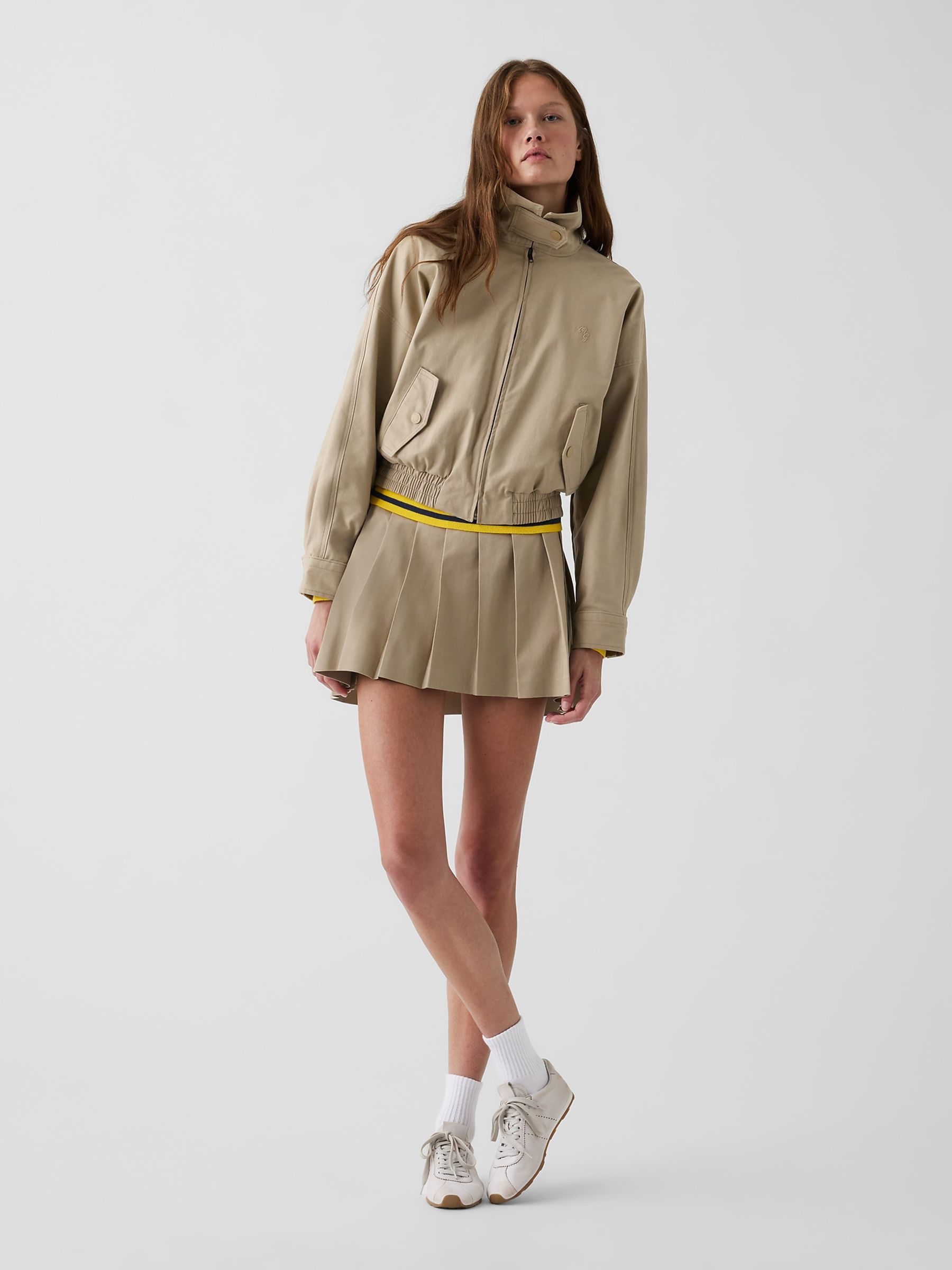 Gap x Malbon Beige Pleated Twill Mini Skort - Image 5 of 12