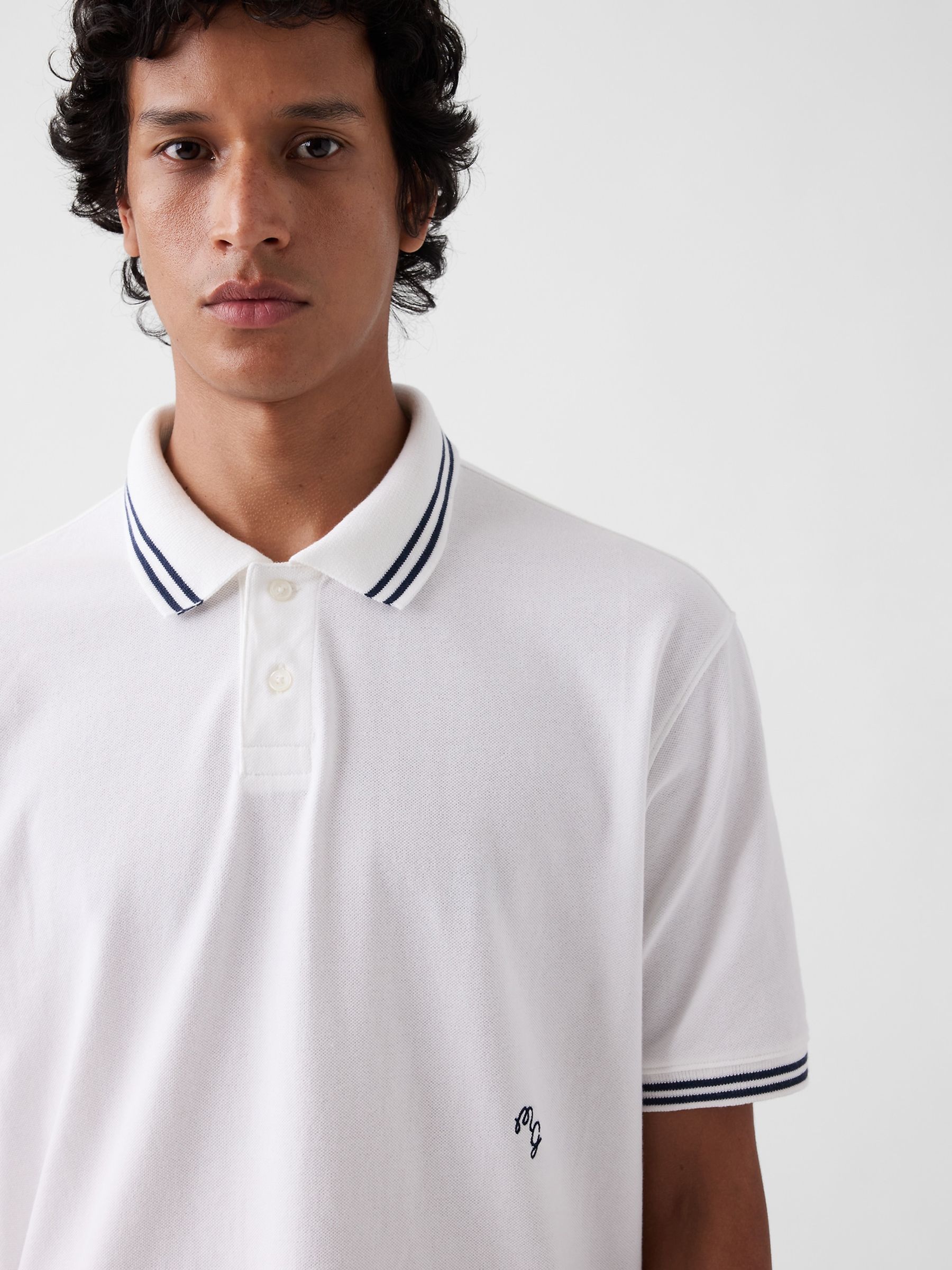 Gap x Malbon White Relaxed Logo Polo Shirt - Image 4 of 7