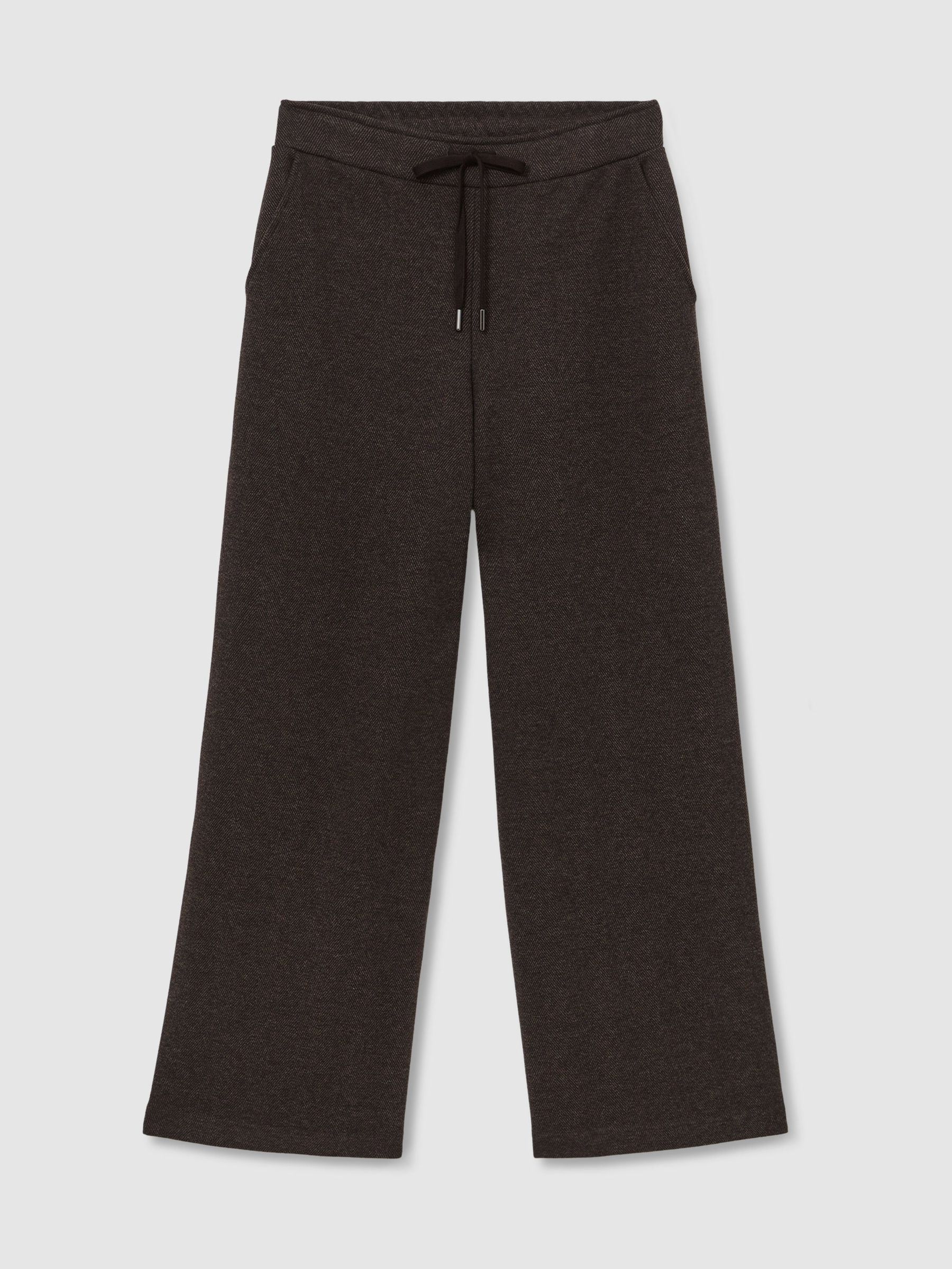 Herringbone Wide-Leg Drawstring Joggers in Dark Brown - Image 2 of 6