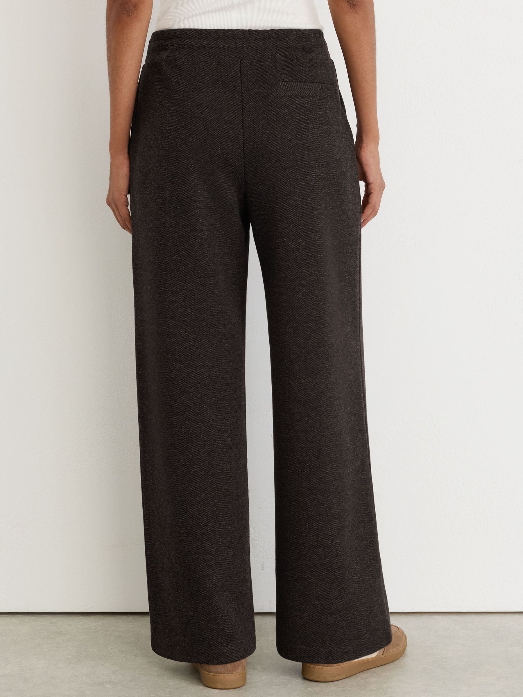 Herringbone Wide-Leg Drawstring Joggers in Dark Brown - Image 5 of 6