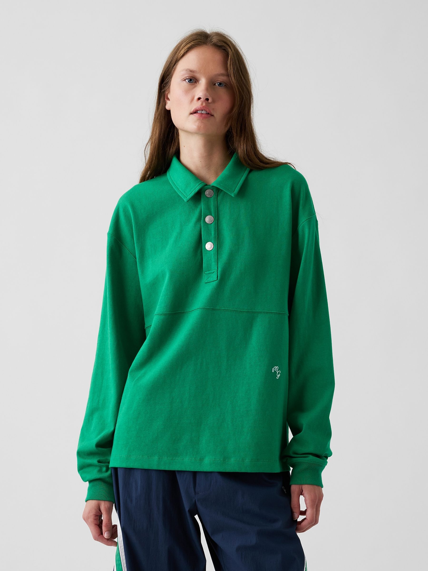 Gap x Malbon Green Oversized Polo Sweatshirt - Image 5 of 8