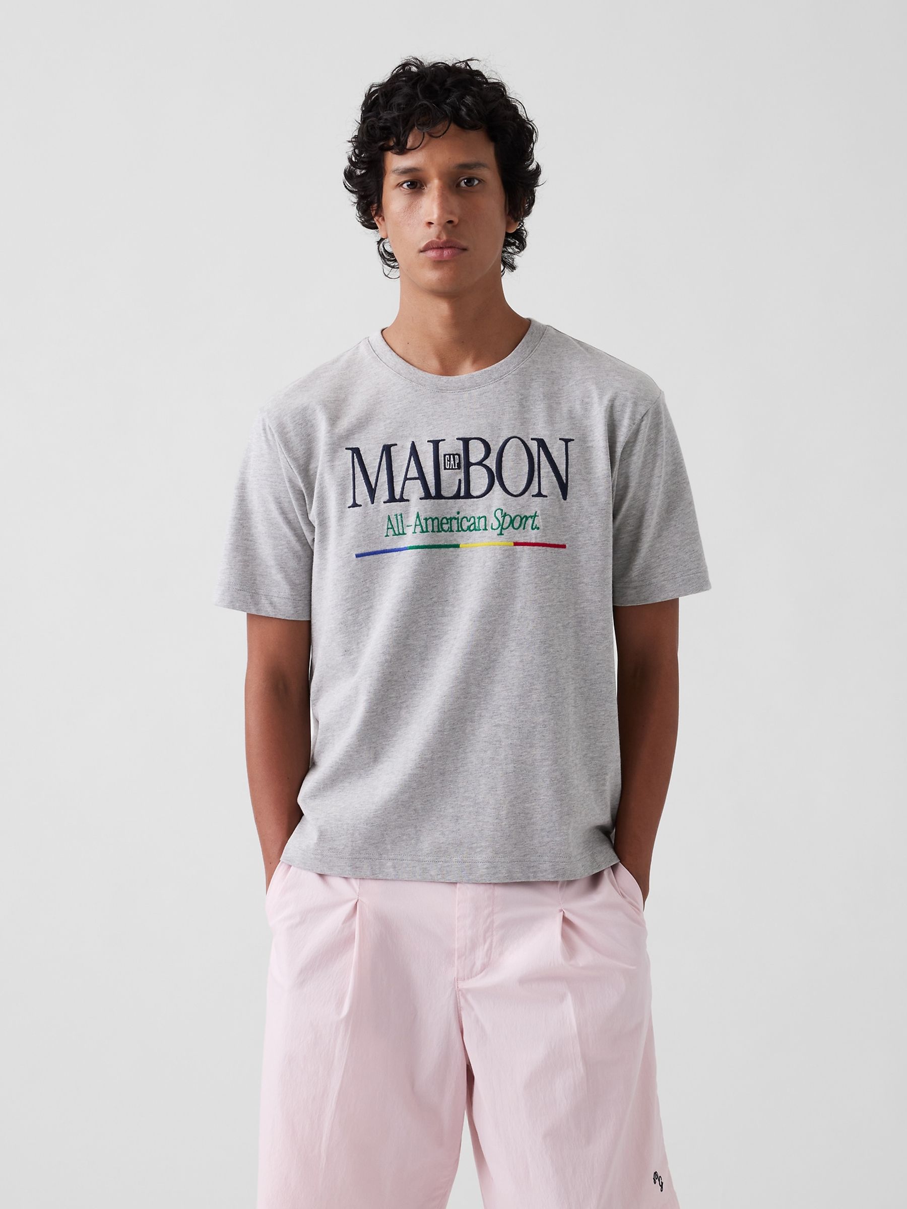 Gap x Malbon Grey Logo T-Shirt - Image 1 of 7