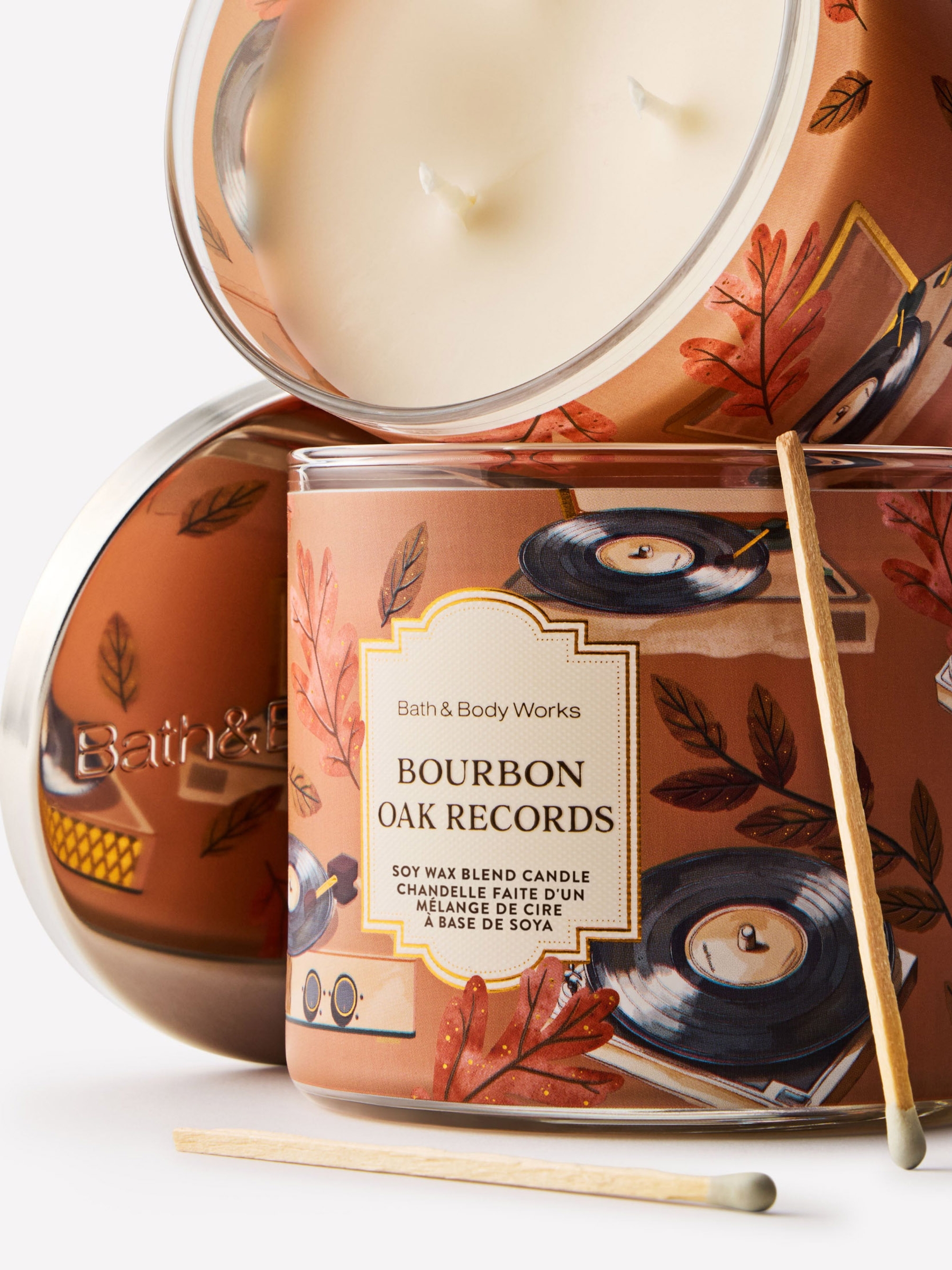 Bourbon Oak & Records 3-Wick Candle 411g - Image 2 of 4