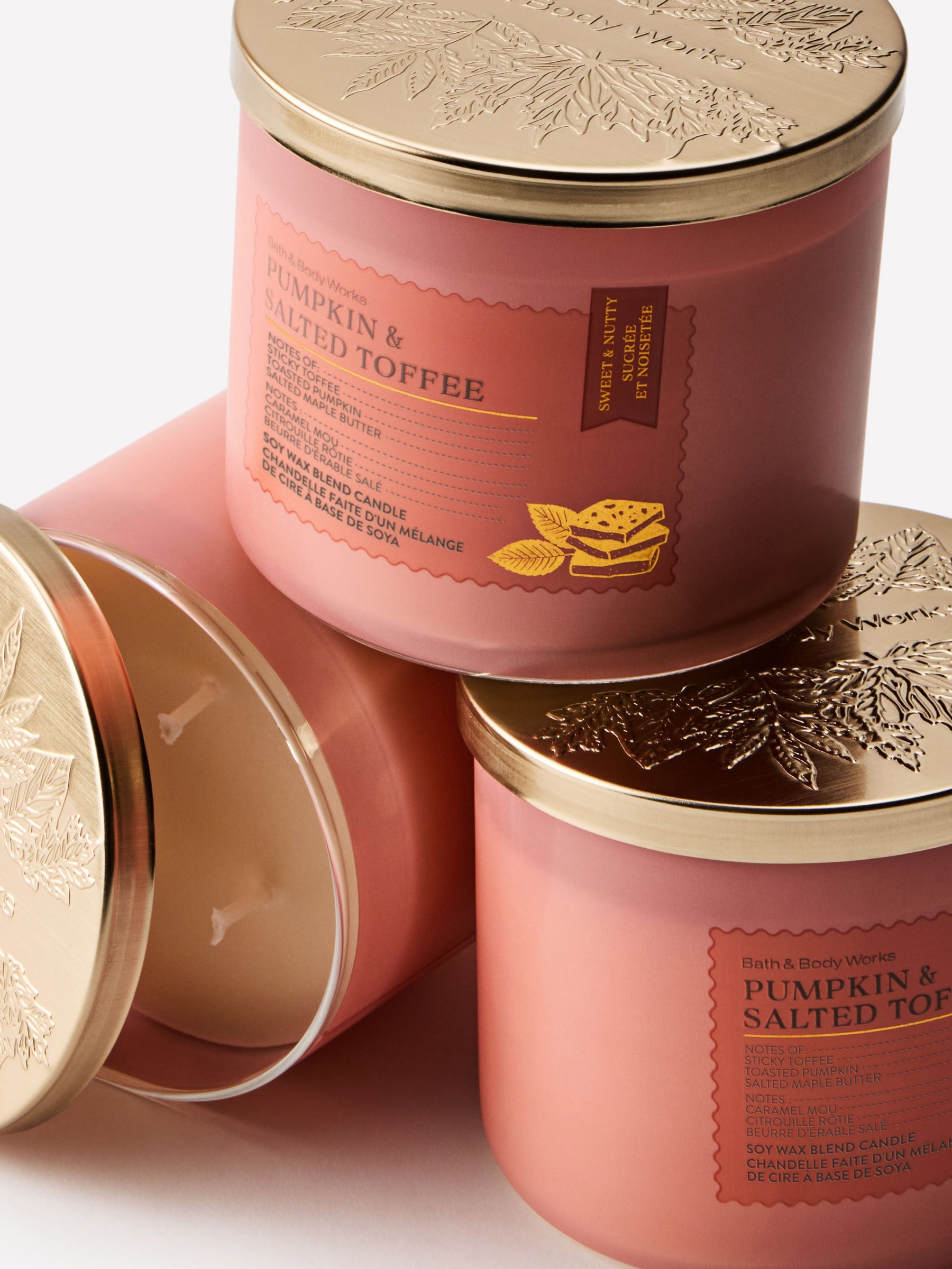 Pumpkin & Salted Toffee 3-Wick Candle 411g - Image 2 of 3