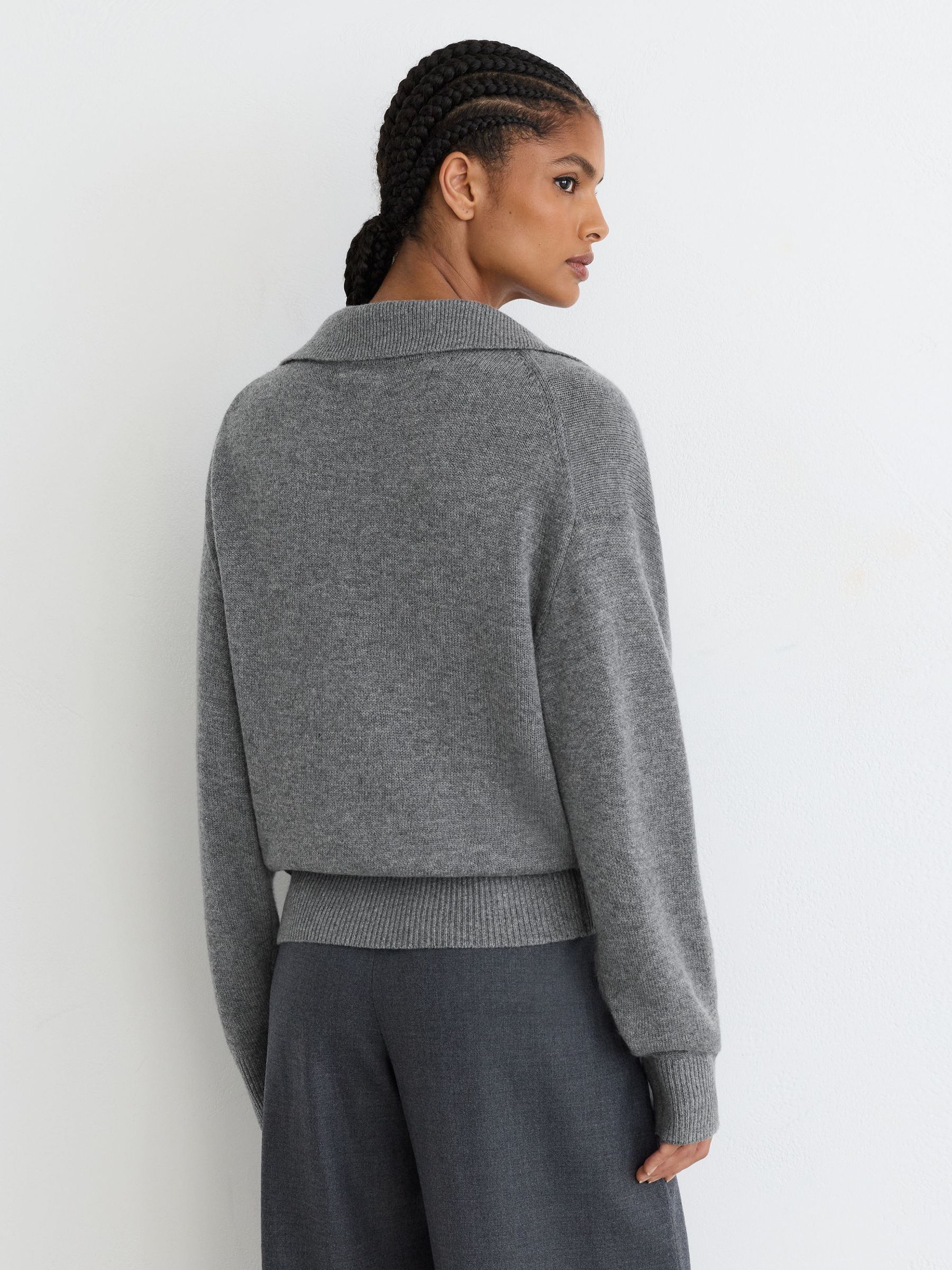 Wool-Cashmere Half-Button Jumper in Grey - 第 6 張圖片（共 7 張）