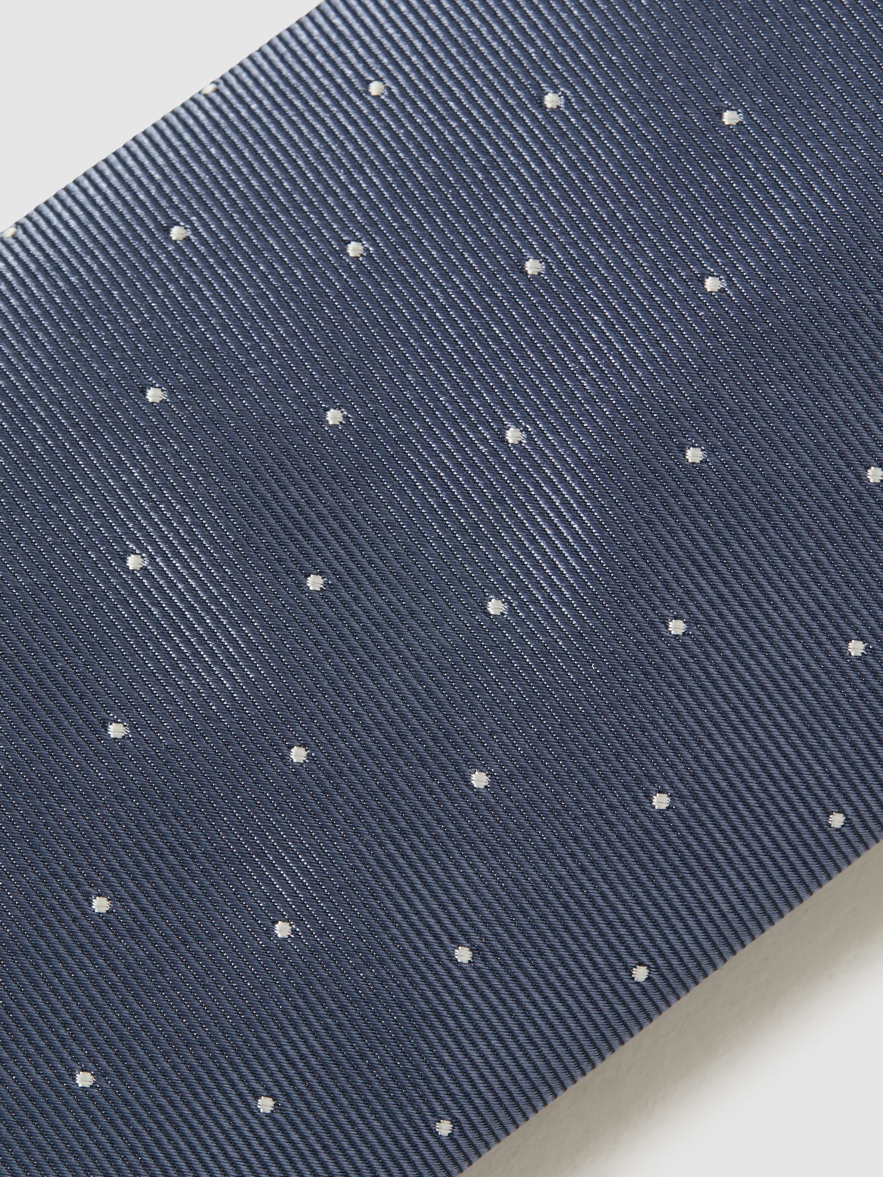 Polka Dot Silk Tie in Airforce Blue - Image 4 of 5