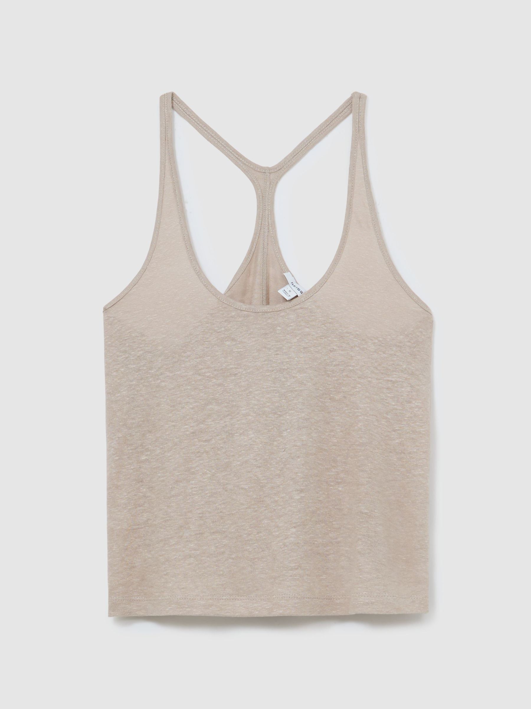 Linen Racer-Back Vest in Stone - Image 2 of 6
