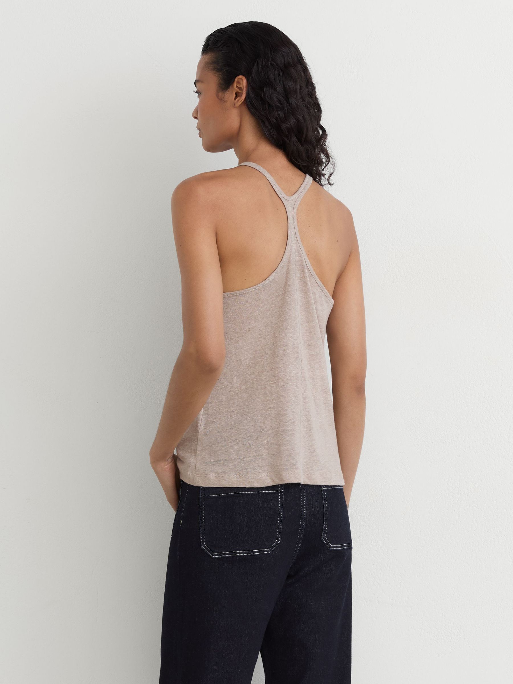 Linen Racer-Back Vest in Stone - Image 5 of 6