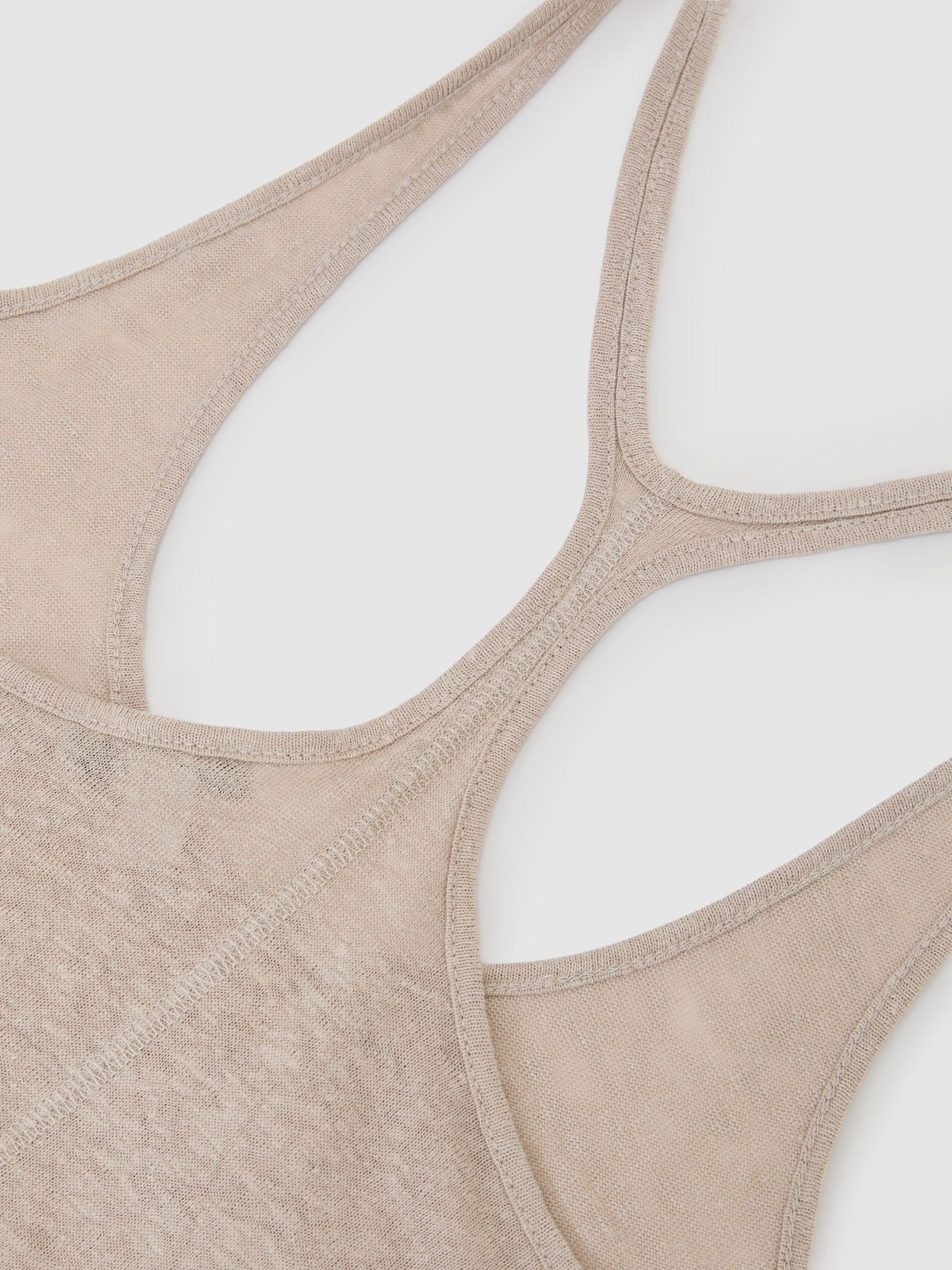 Linen Racer-Back Vest in Stone - Image 6 of 6