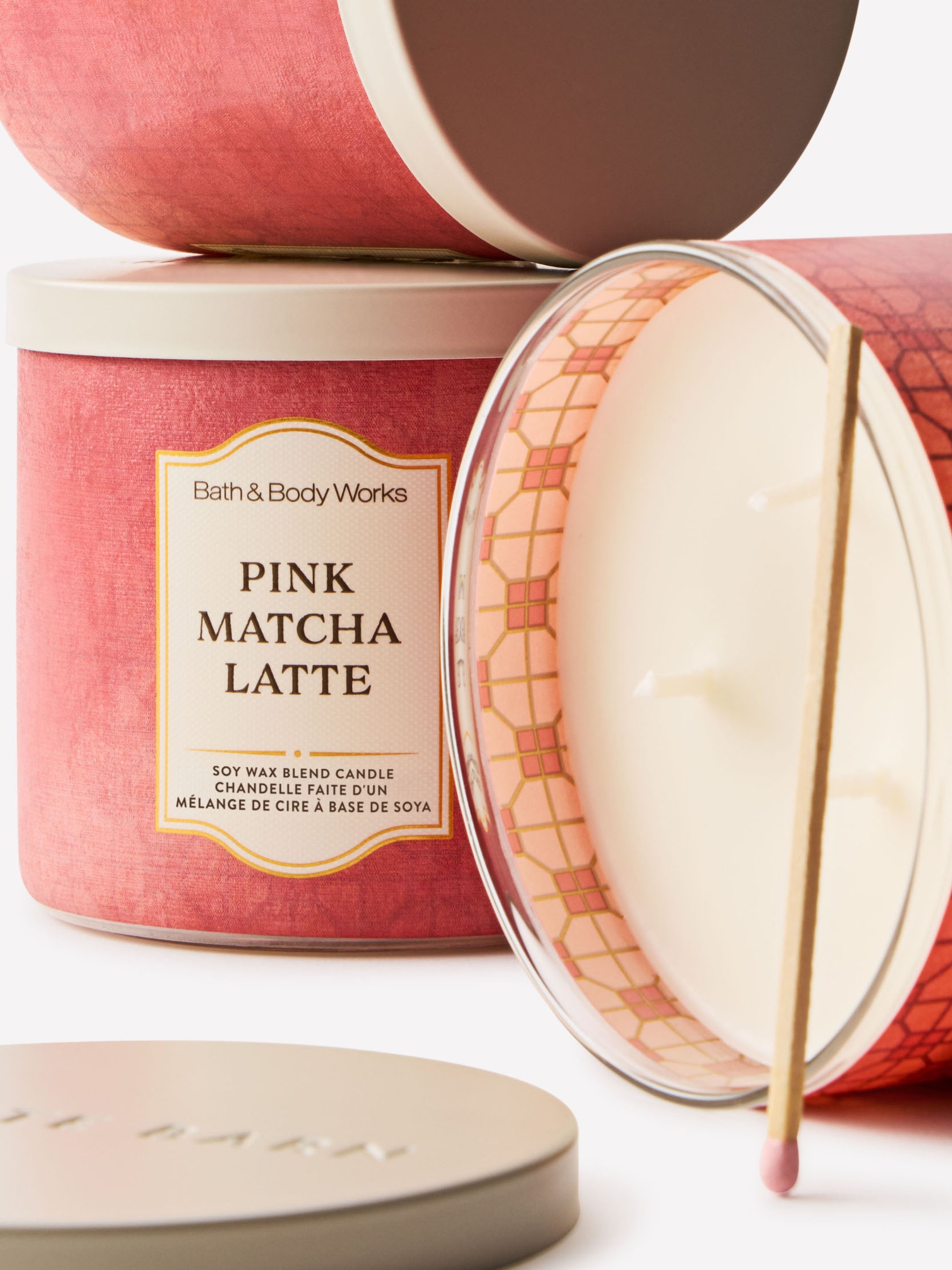 Pink Matcha Latte 3-Wick Candle 411g - Image 2 of 4
