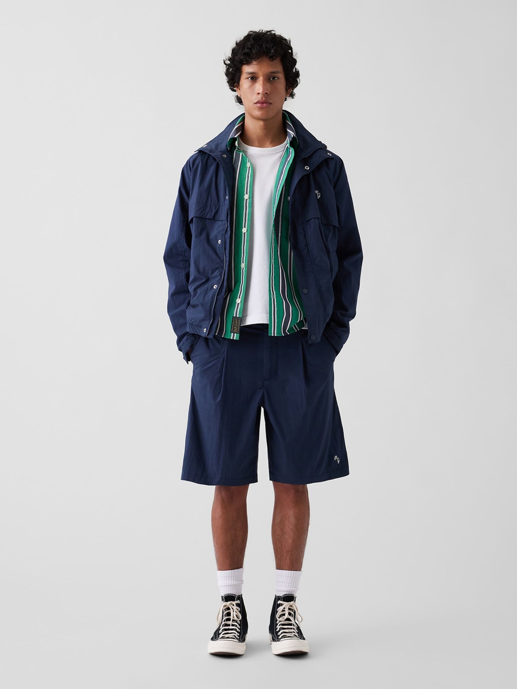 Gap x Malbon Navy Textured Poplin Baggy Shorts - Image 4 of 10