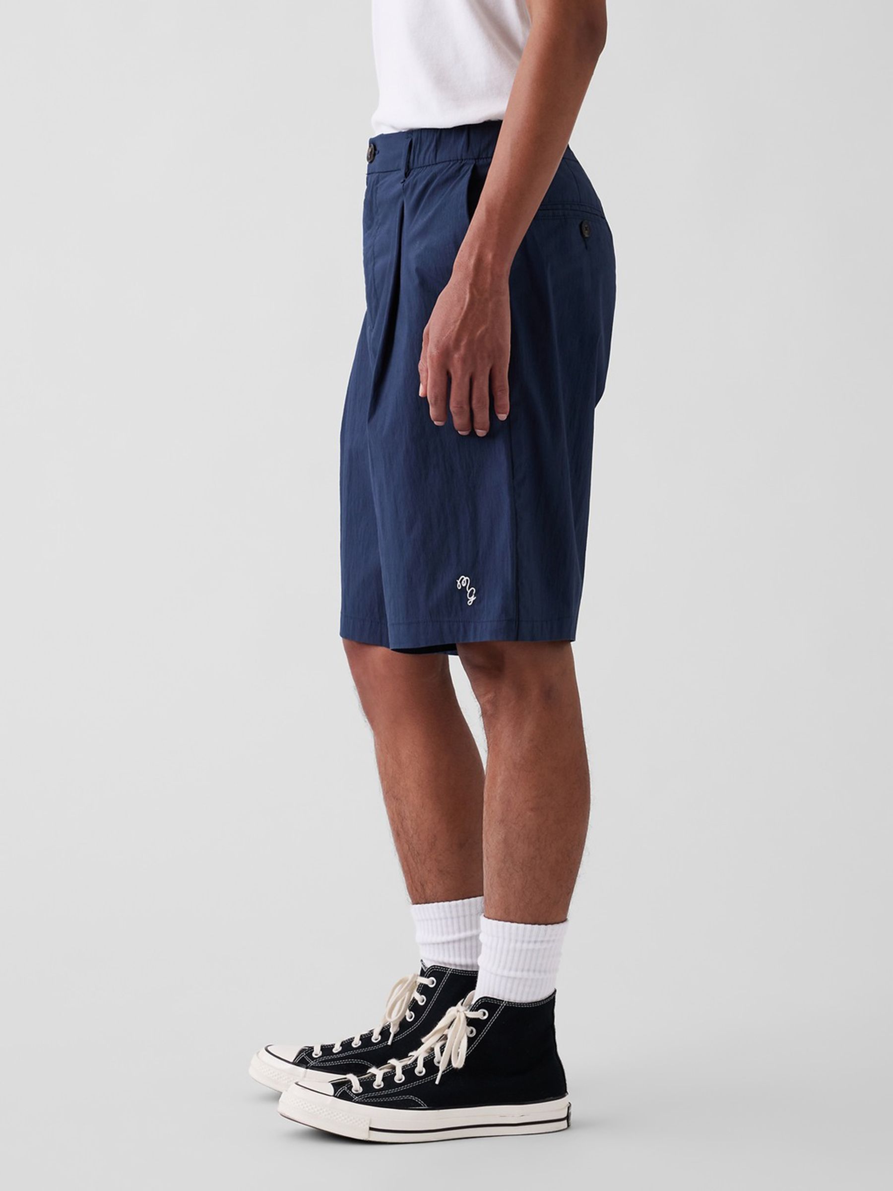 Gap x Malbon Navy Textured Poplin Baggy Shorts - Image 5 of 10