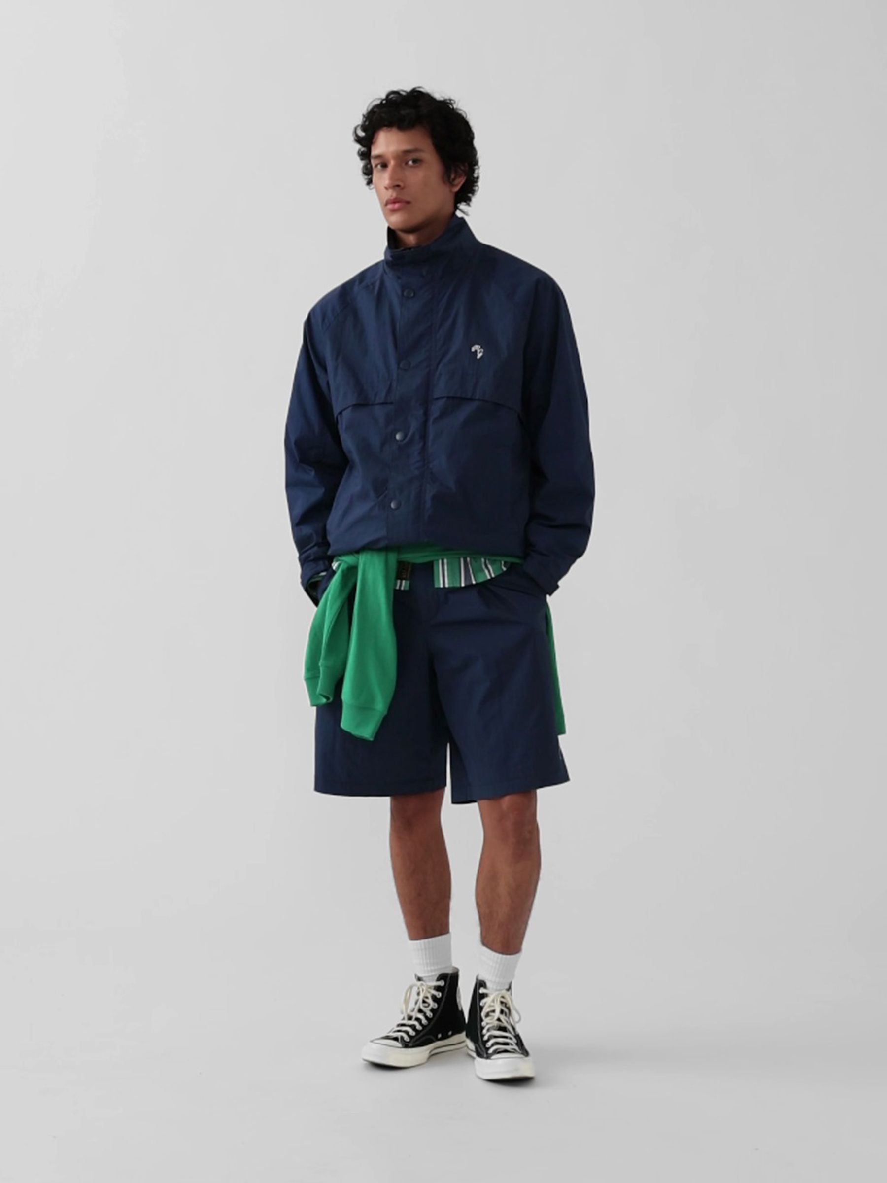 Gap x Malbon Navy Textured Poplin Baggy Shorts - Image 6 of 10