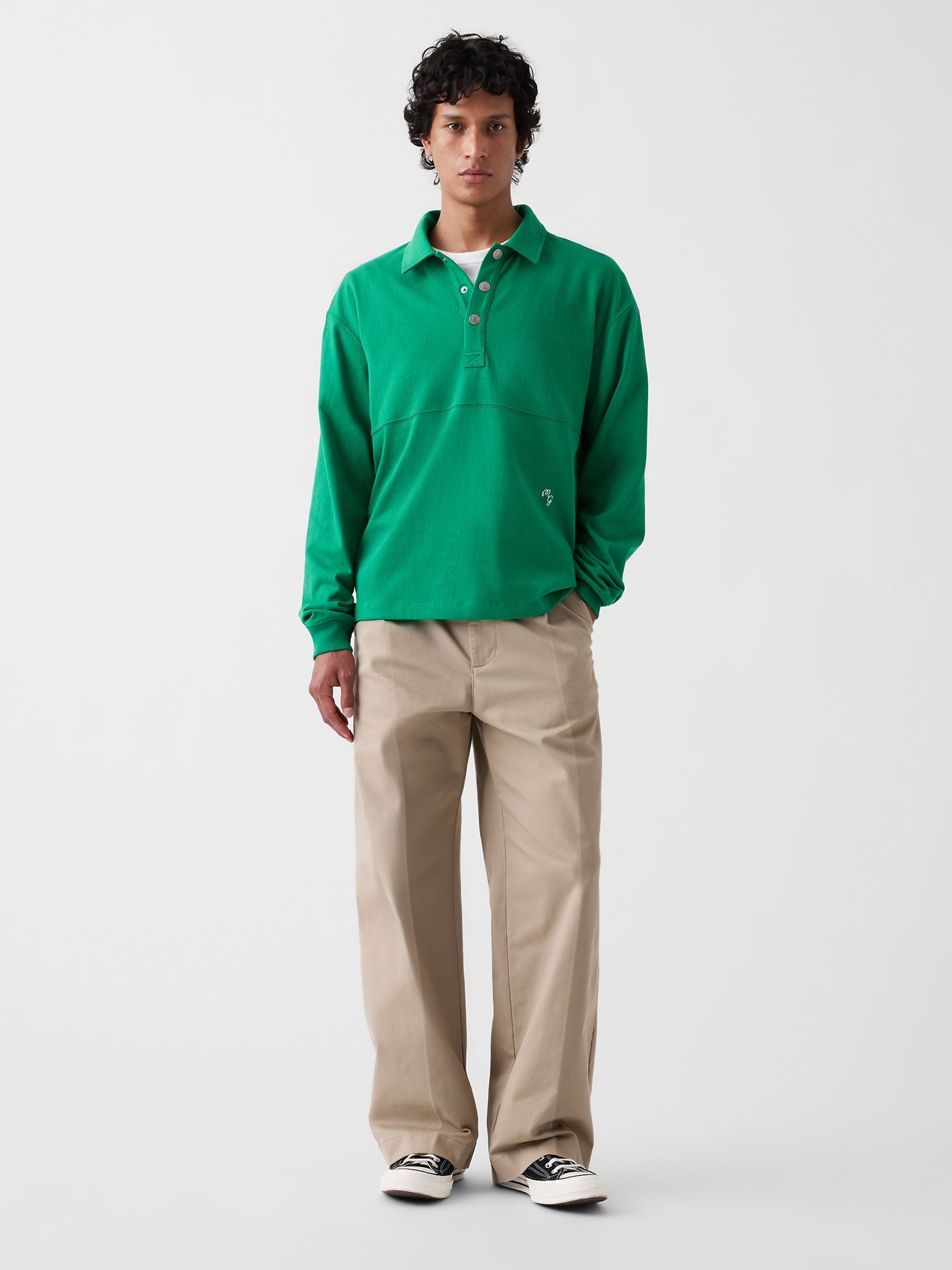 Gap x Malbon Beige Pleated Baggy Chinos - Image 5 of 11