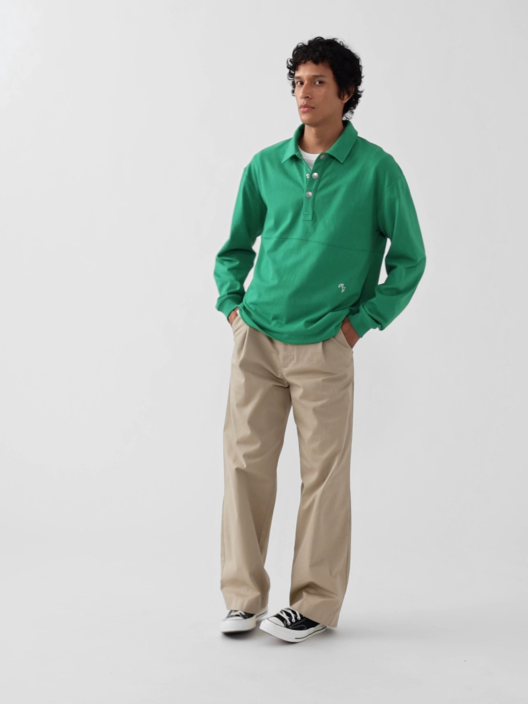 Gap x Malbon Beige Pleated Baggy Chinos - Image 6 of 11