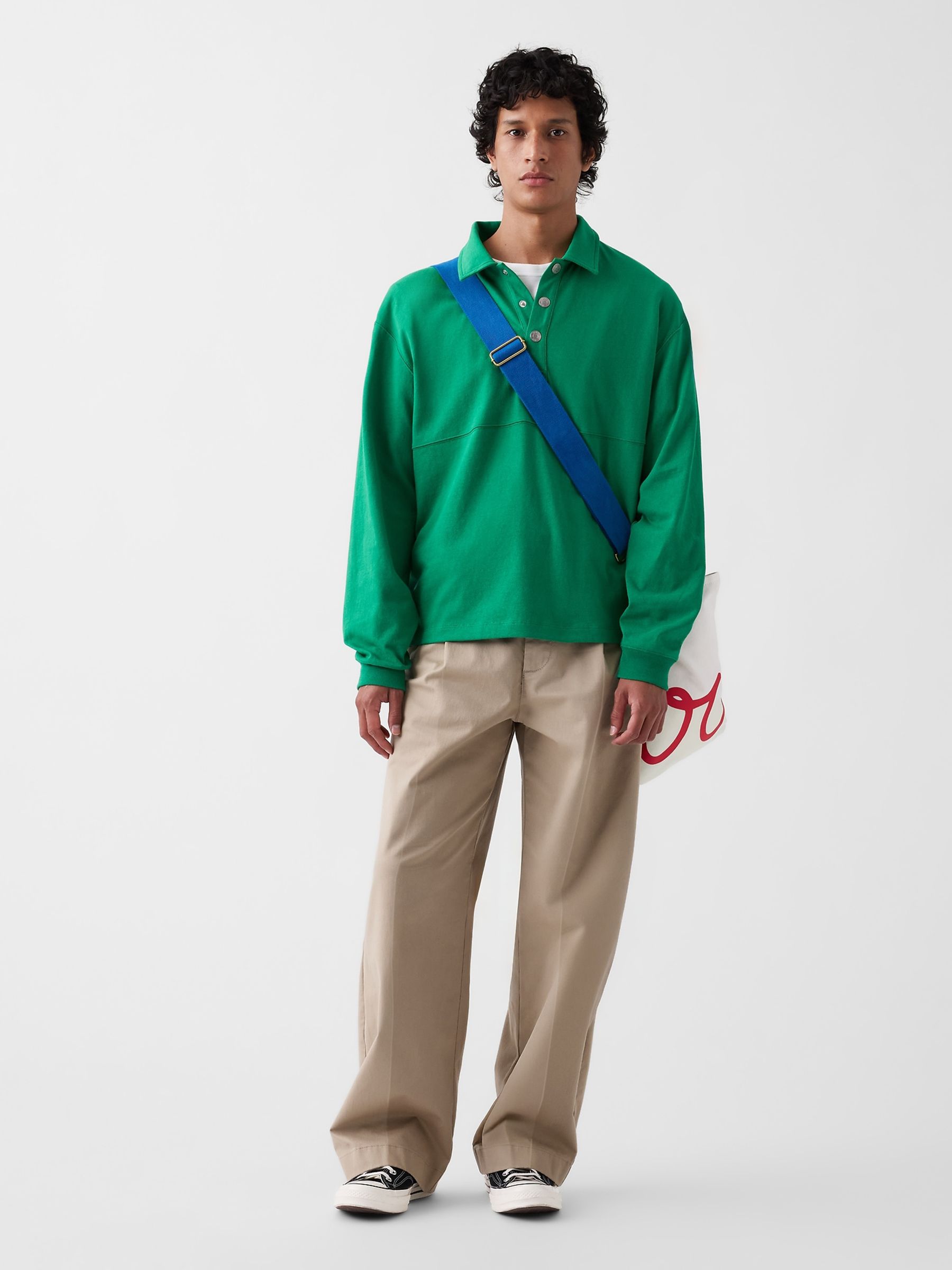 Gap x Malbon Beige Pleated Baggy Chinos - Image 7 of 11