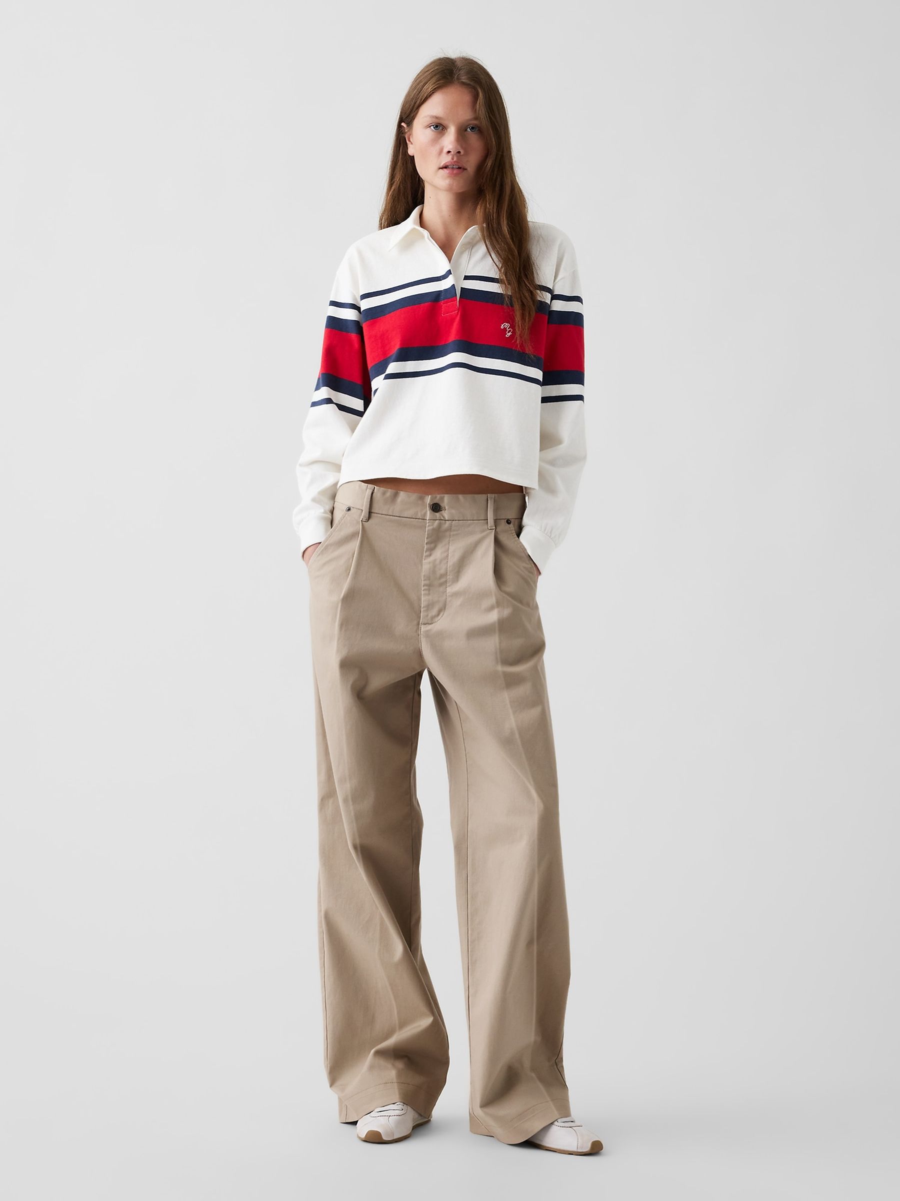 Gap x Malbon Beige Pleated Baggy Chinos - Image 8 of 11