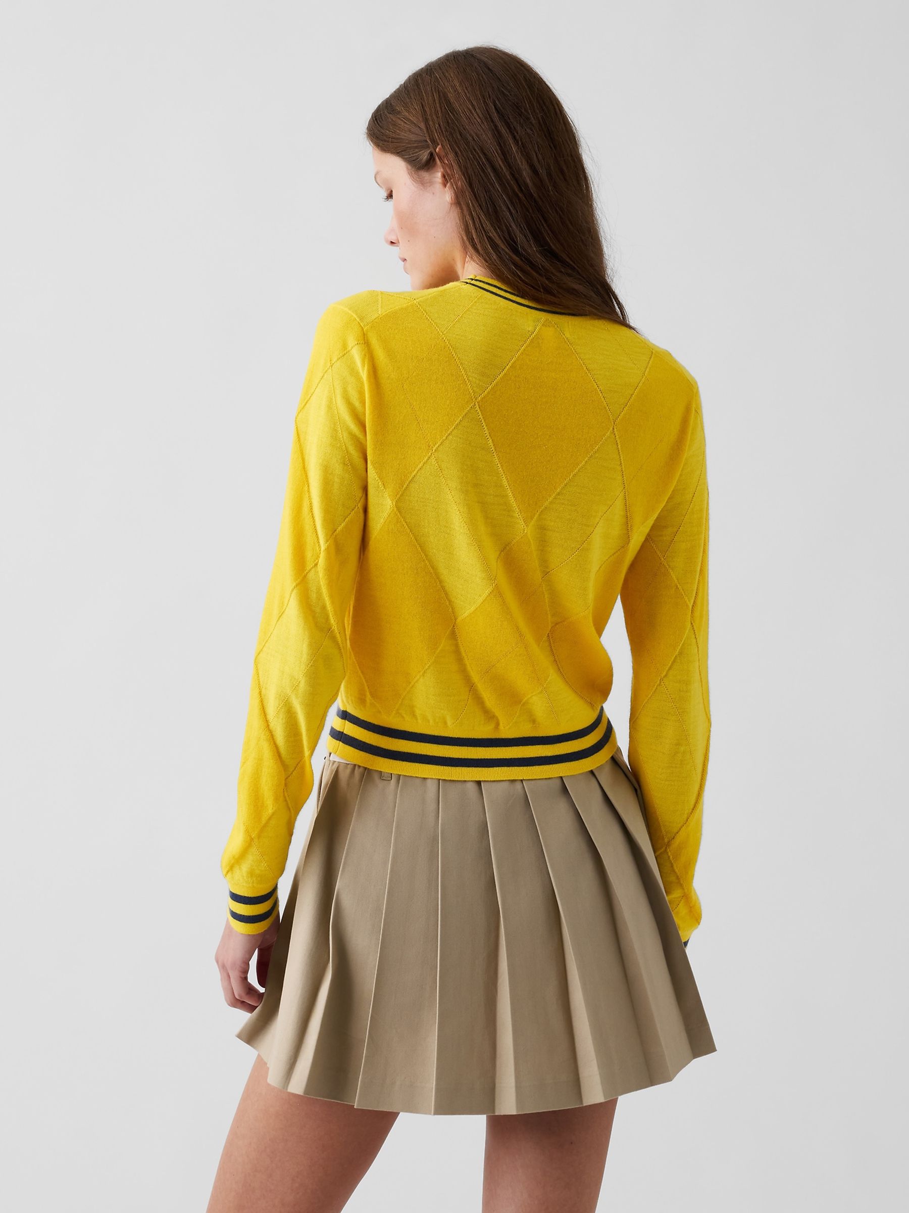 Gap x Malbon Yellow Argyle Crop Jumper - Image 2 of 8