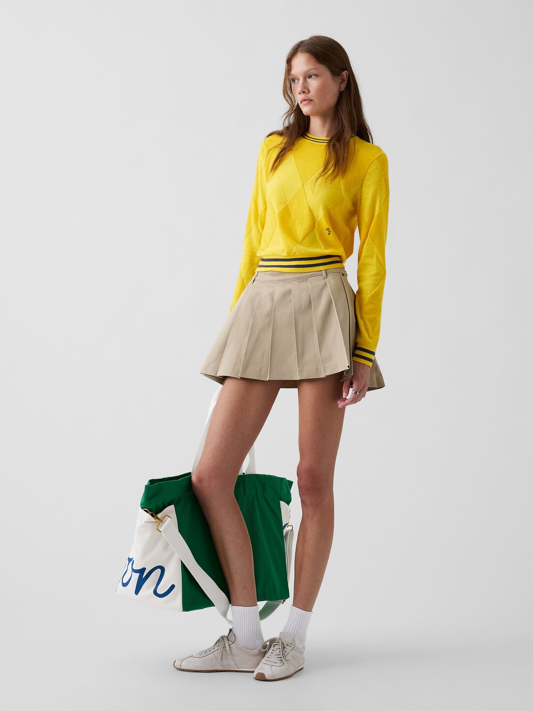 Gap x Malbon Yellow Argyle Crop Jumper - Image 3 of 8