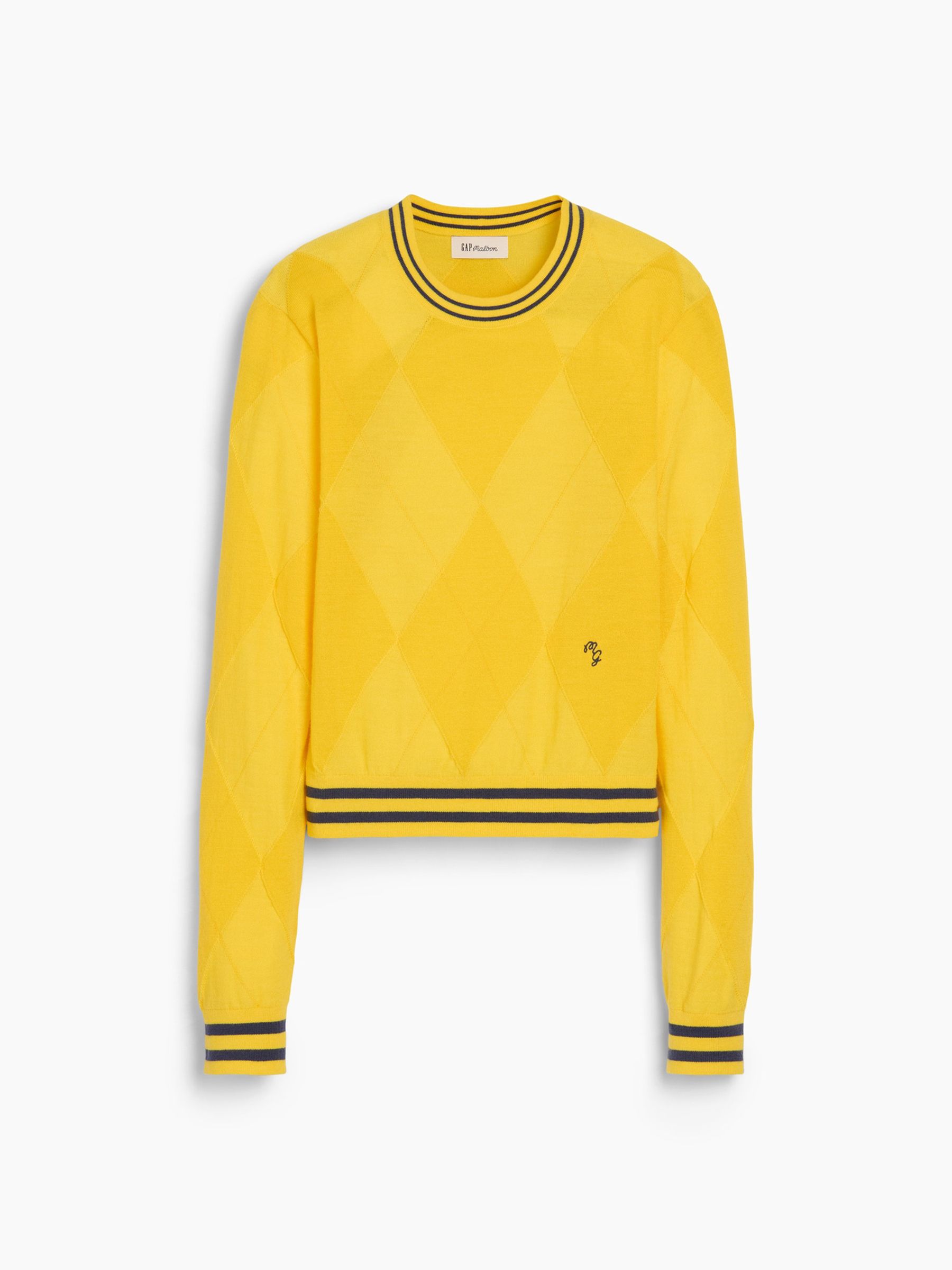 Gap x Malbon Yellow Argyle Crop Jumper - Image 5 of 8