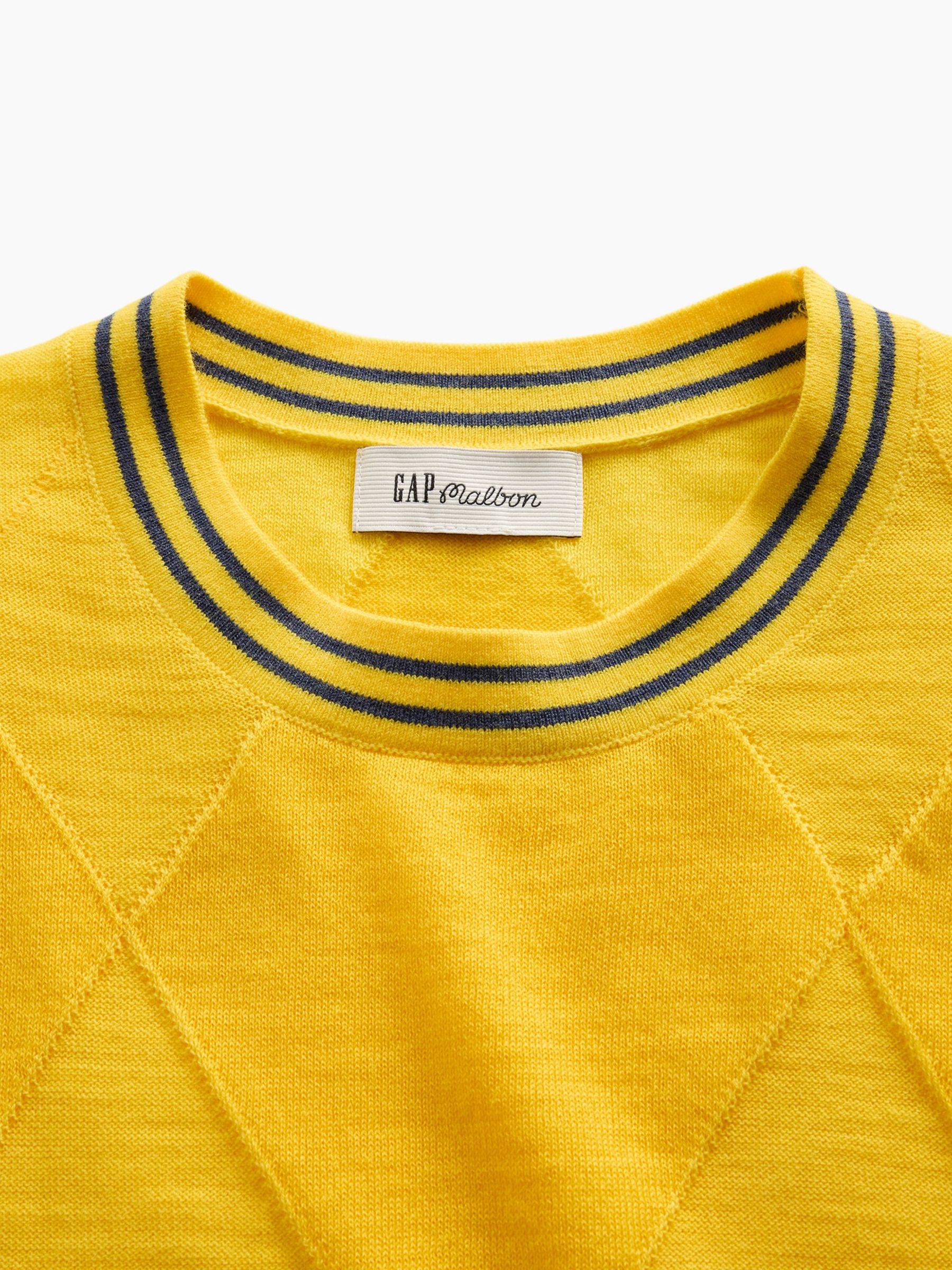 Gap x Malbon Yellow Argyle Crop Jumper - Image 6 of 8