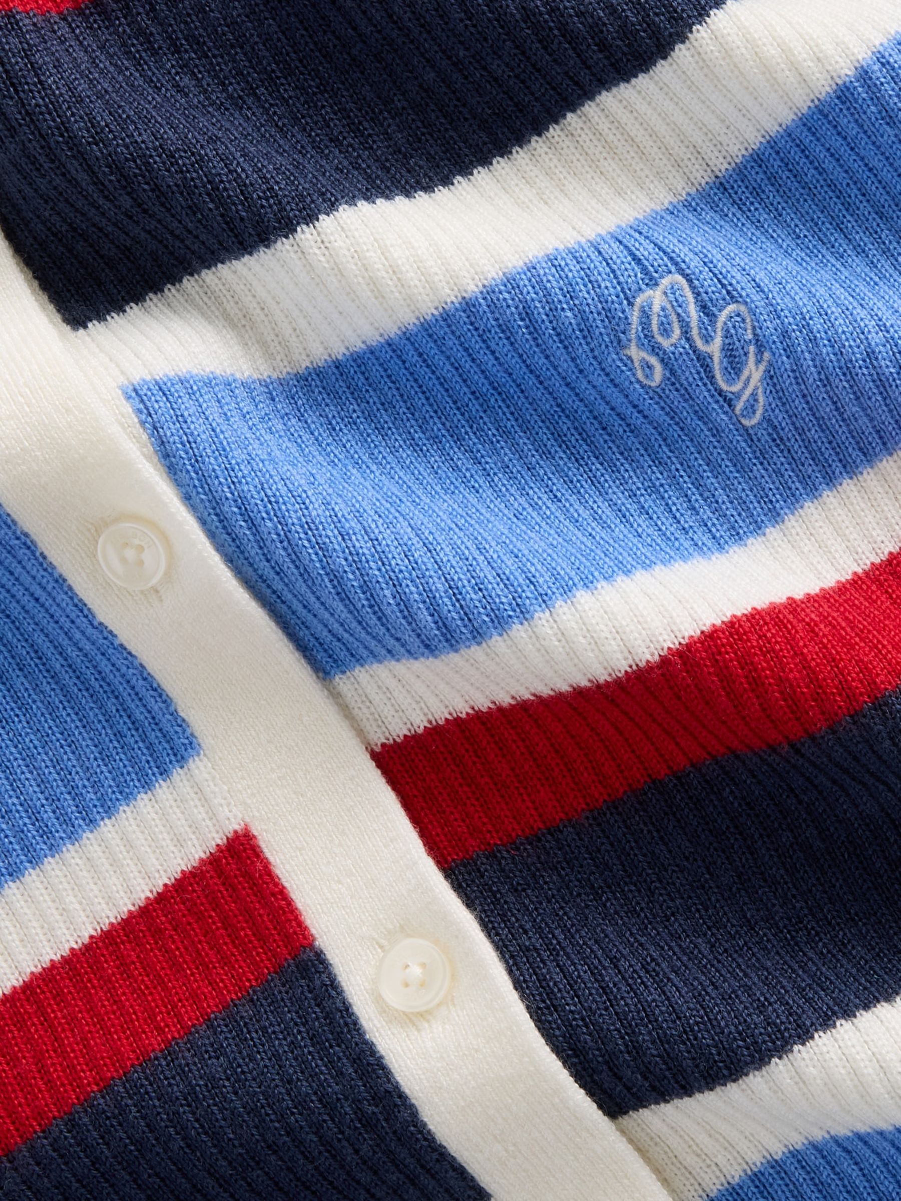 Gap x Malbon Blue/Red Stripe Polo Collar Cardigan - Image 7 of 8